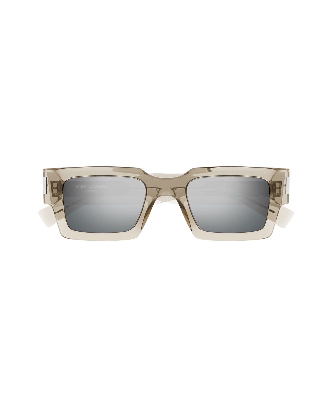 Saint Laurent Sl 572 Linea Corner Angle 003 Beige Silver Sunglasses - 1