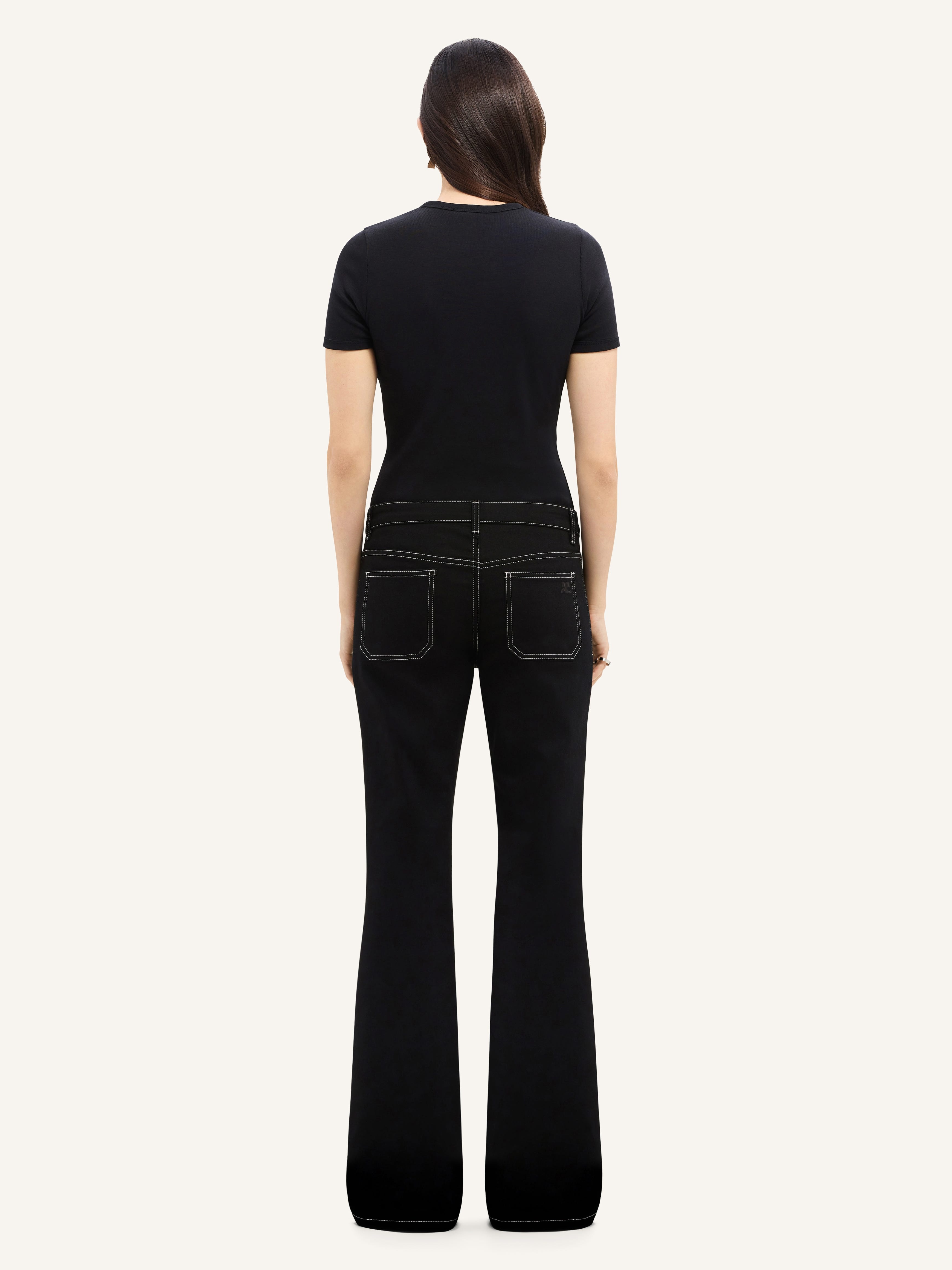 2-POCKET TOPSTITCHED DENIM BOOTCUT PANTS - 4