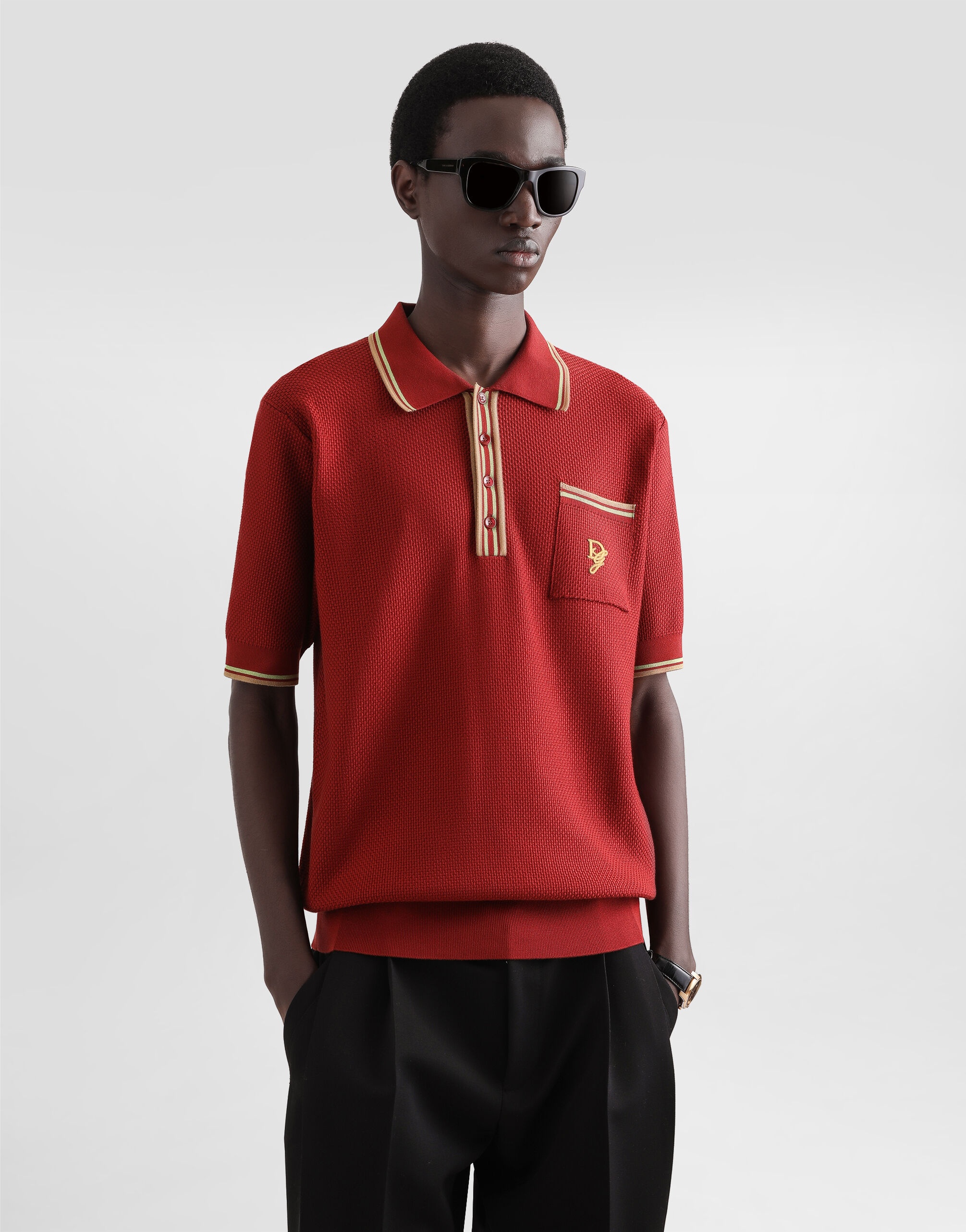 Silk polo-shirt with logo embroidery - 4