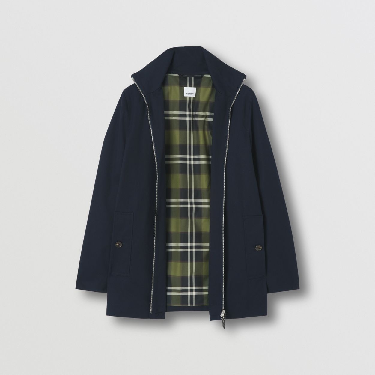 Funnel Neck Cotton Gabardine Trench Coat - 8