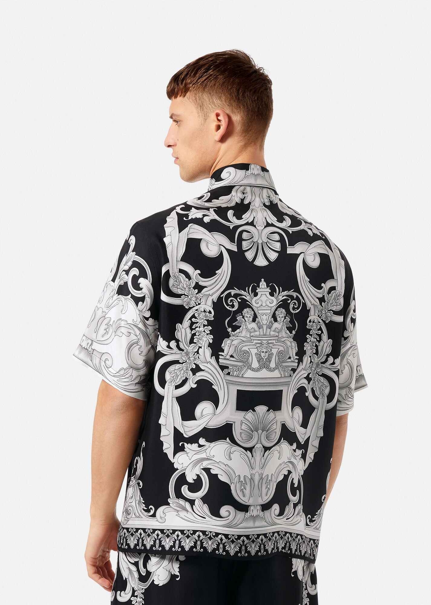VERSACE Silver Baroque Silk Shirt | REVERSIBLE