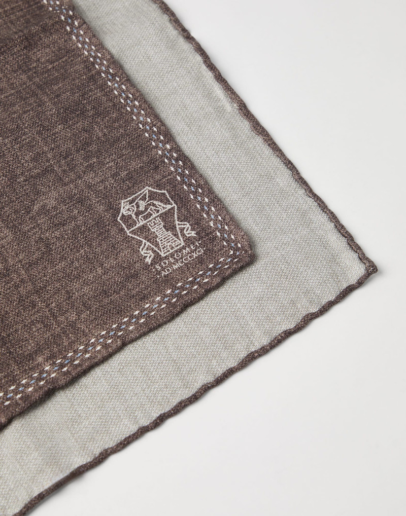 Brunello Cucinelli Silk pocket square with printed logo outlook