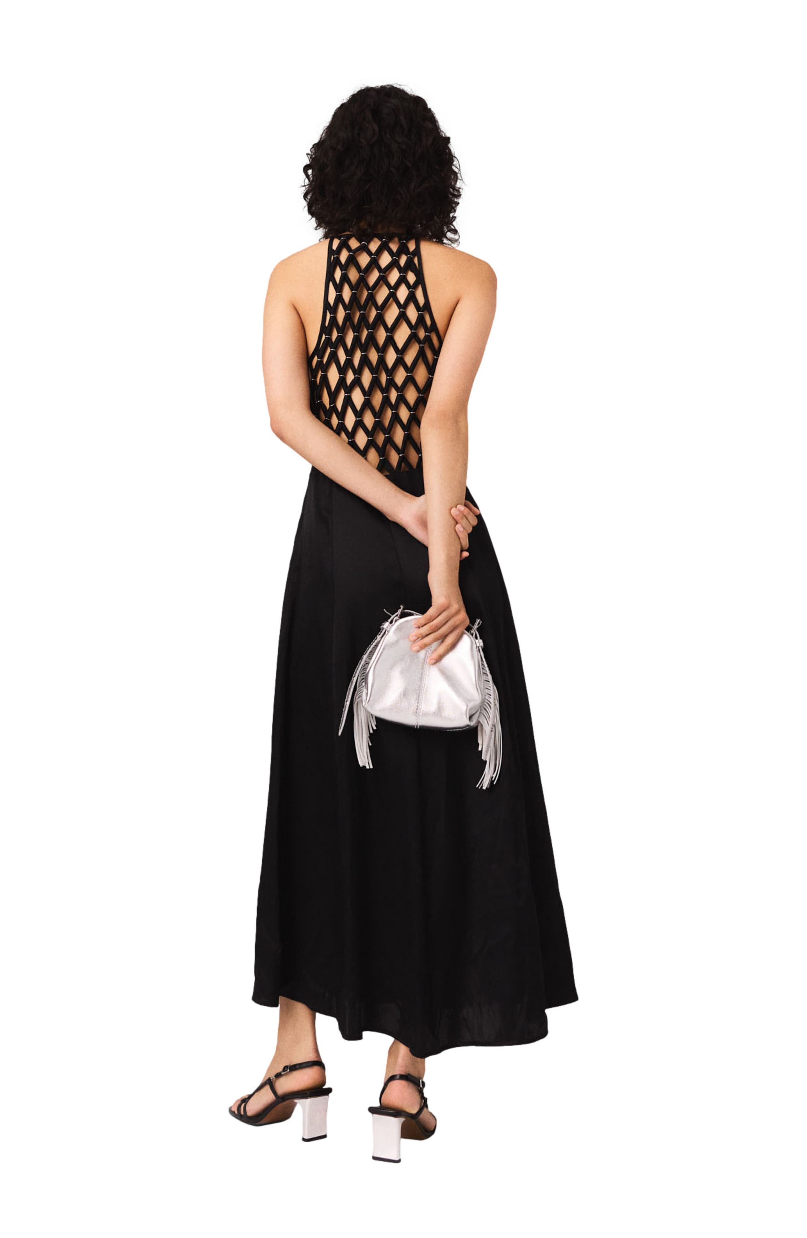maje Flowy maxi dress with braided back in Black at Nordstrom - 3