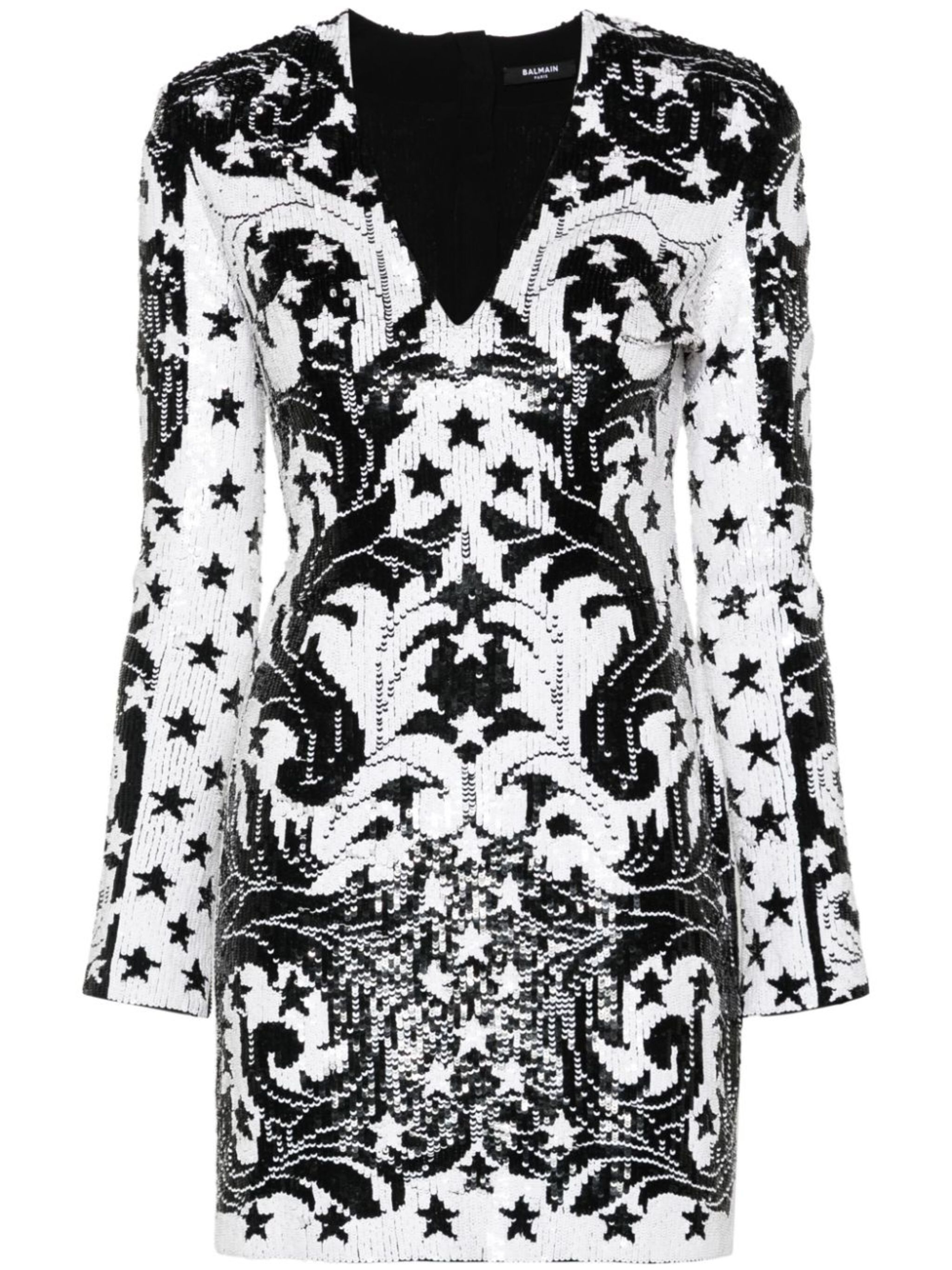 graphic-pattern sequinned mini dress - 1