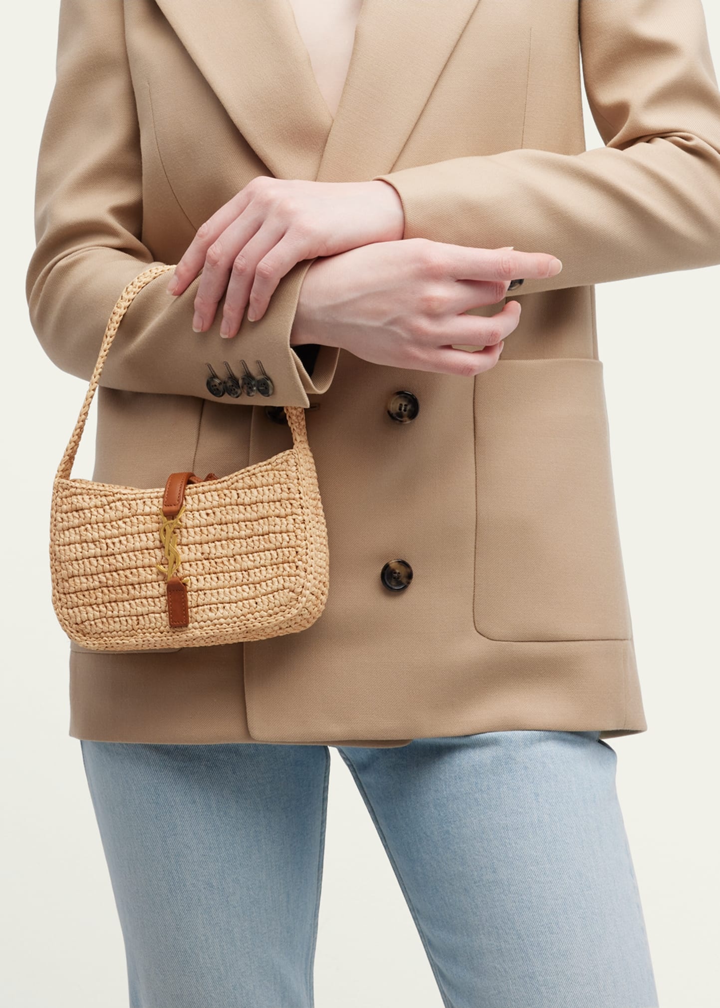 Le 5 A 7 Mini Raffia Hobo Bag - 2