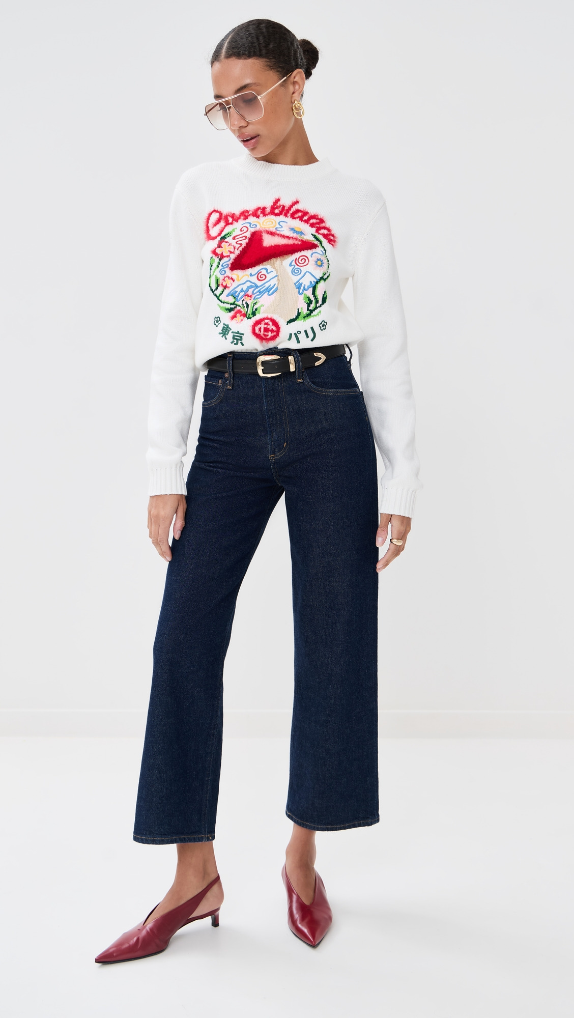 Mushroom Emblem Intarsia Crew Sweatshirt - 4