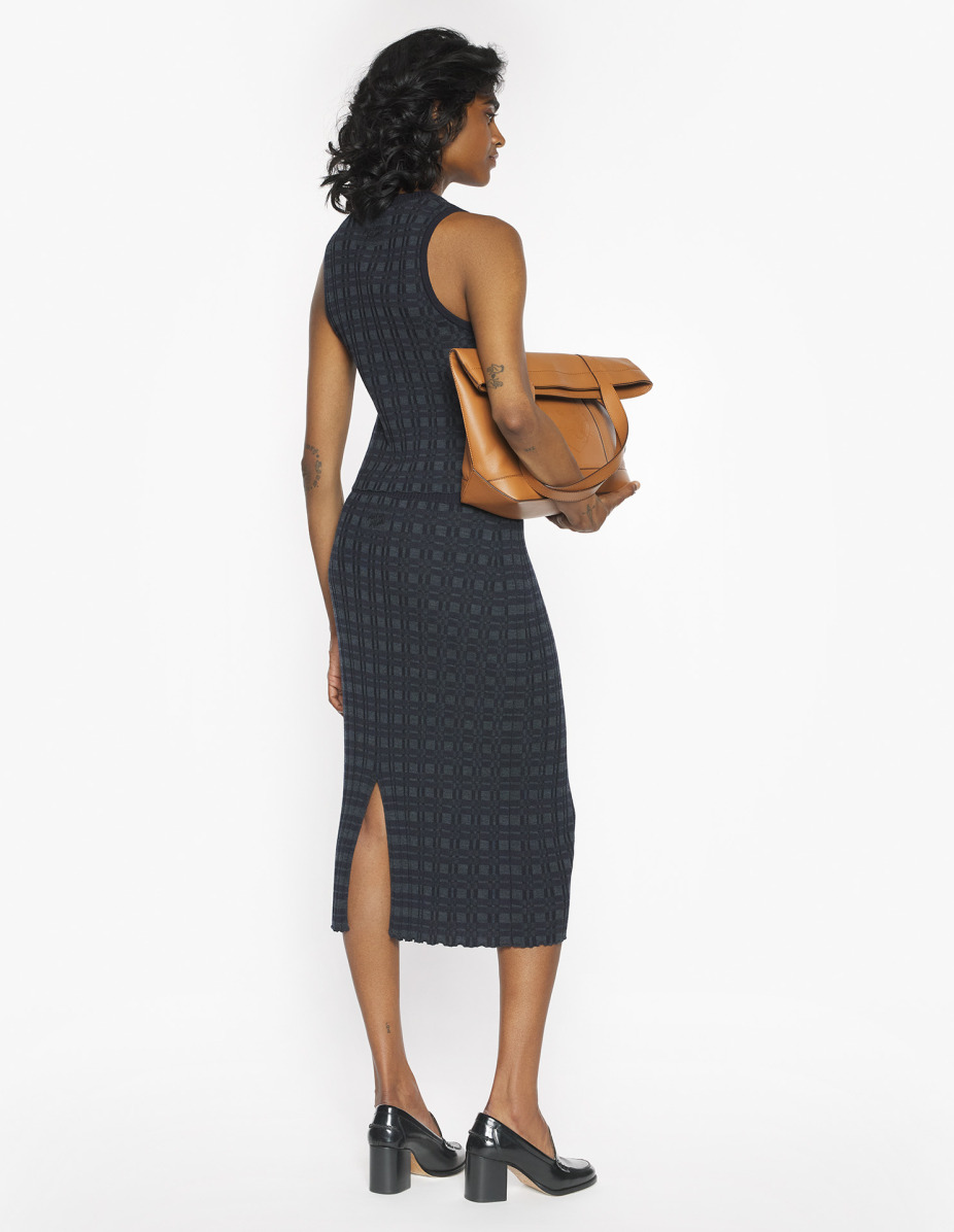 MERINO WOOL RIB CHECK LONG SKIRT - 5