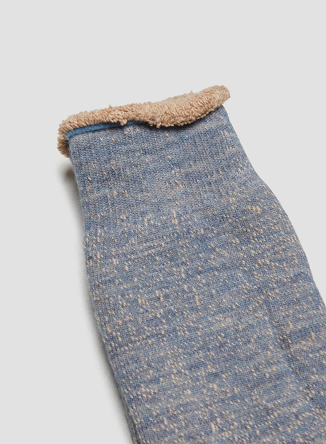 Rototo Double Face Crew Sock in Blue/Brown - 2
