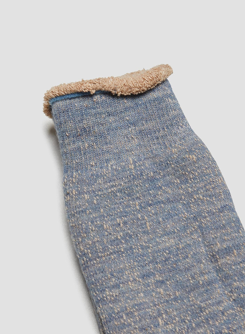 Nigel Cabourn Rototo Double Face Crew Sock in Blue/Brown outlook