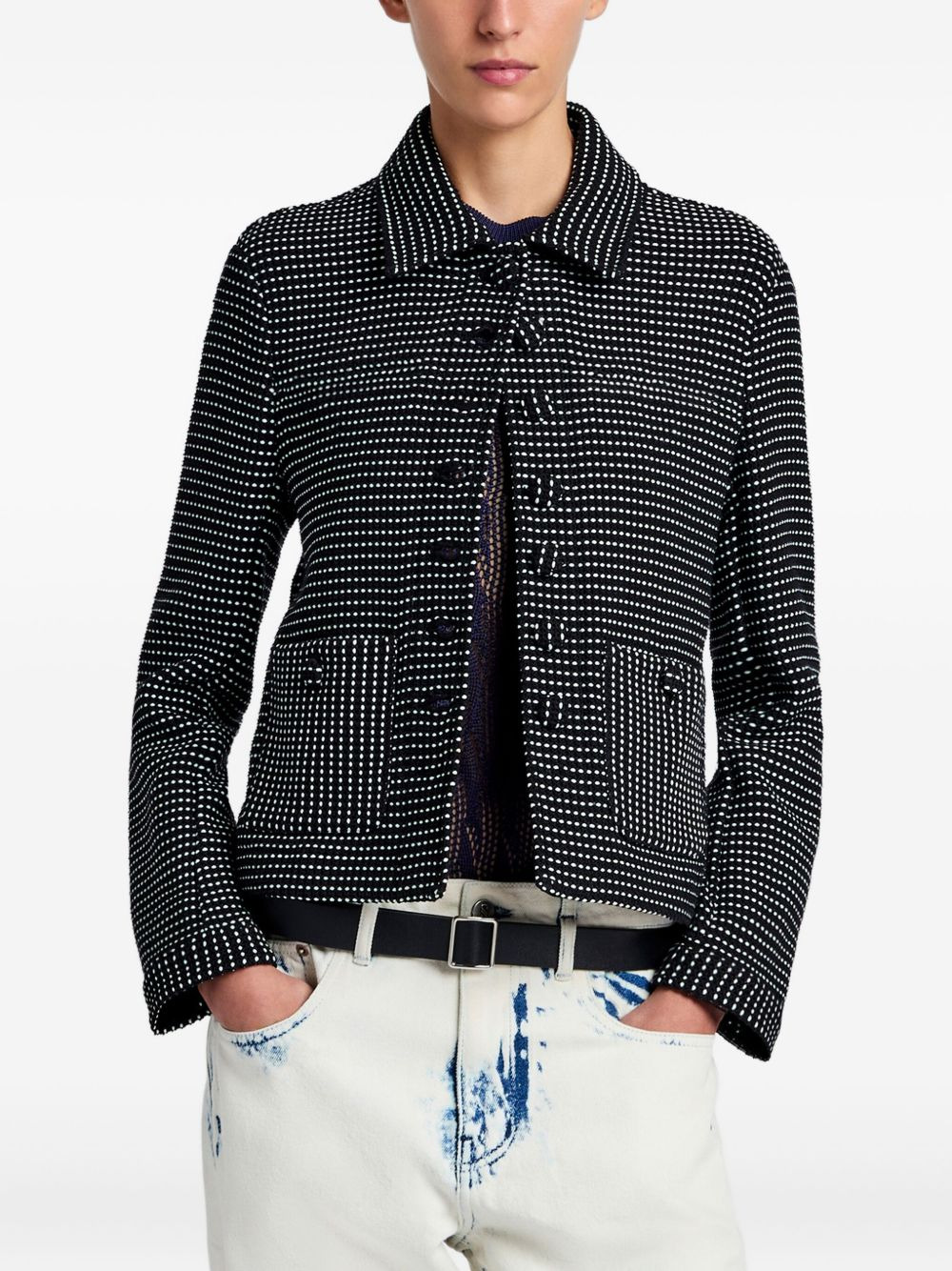 dot-pattern pocket jacket - 5