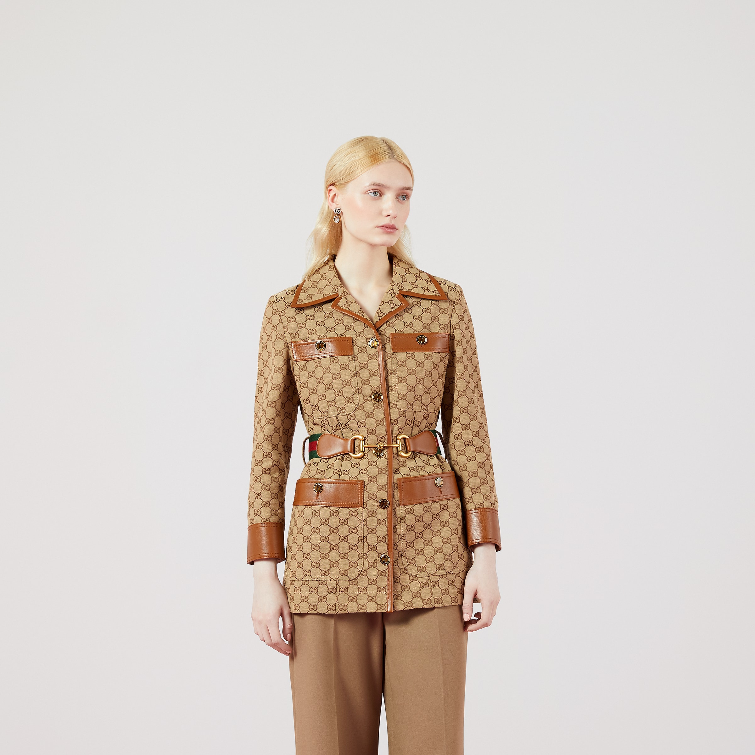 GG canvas jacket with Web belt - 6