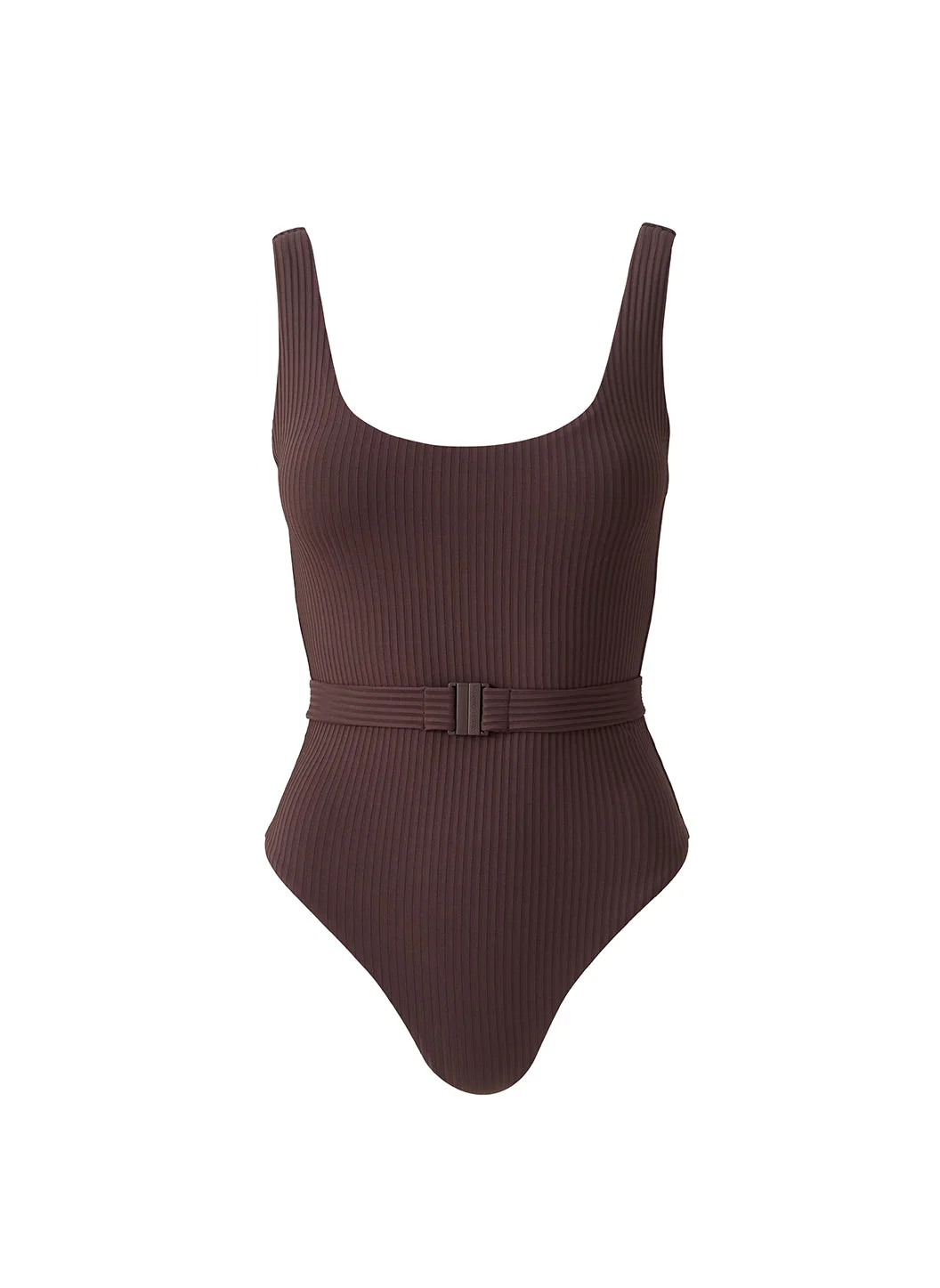 RIO BROWN RIBBED SWIMSUIT - 1