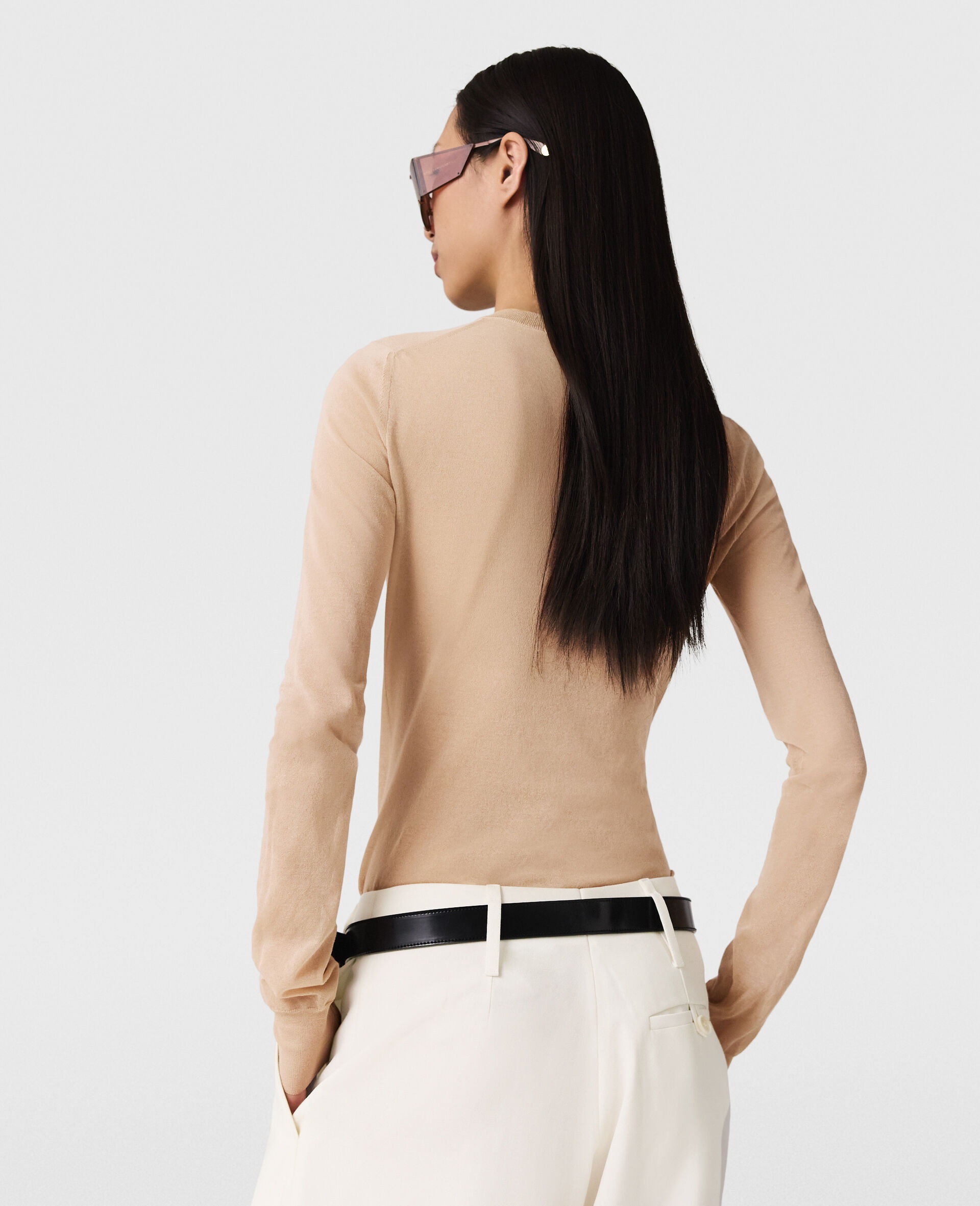 Sheer Long-Sleeve Crewneck Top - 3