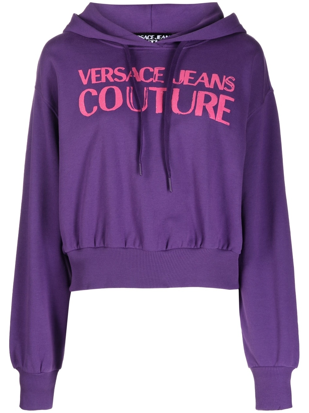 logo-print cropped cotton hoodie - 1