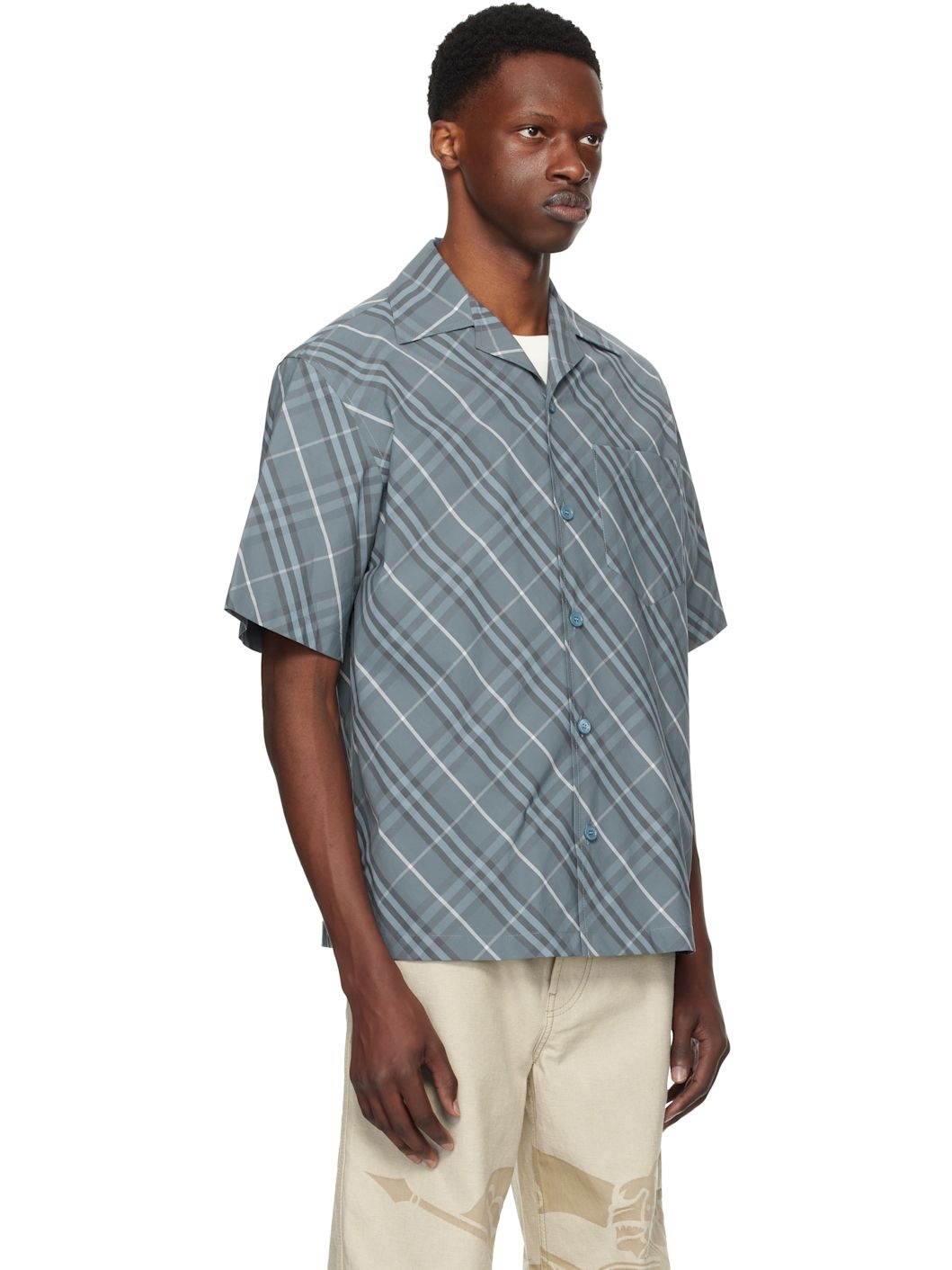 Navy Relaxed Fit Check Cotton Shirt - 2