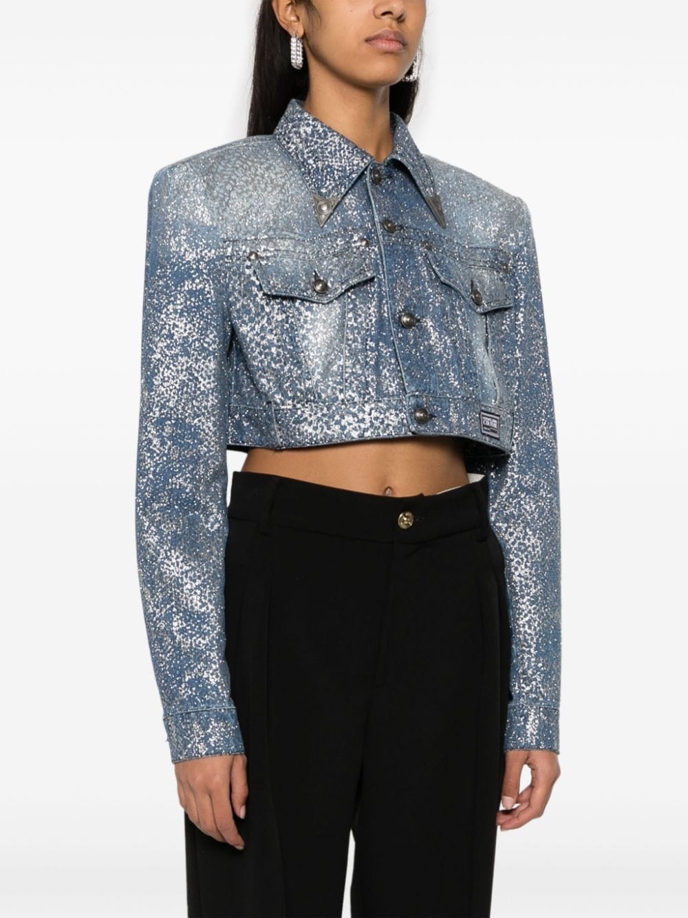Animalier cropped denim jacket - 3