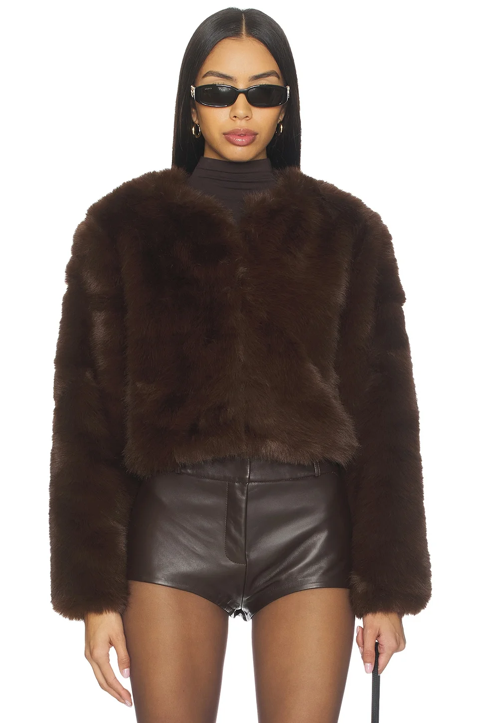 Crop Faux Fur Coat - 1