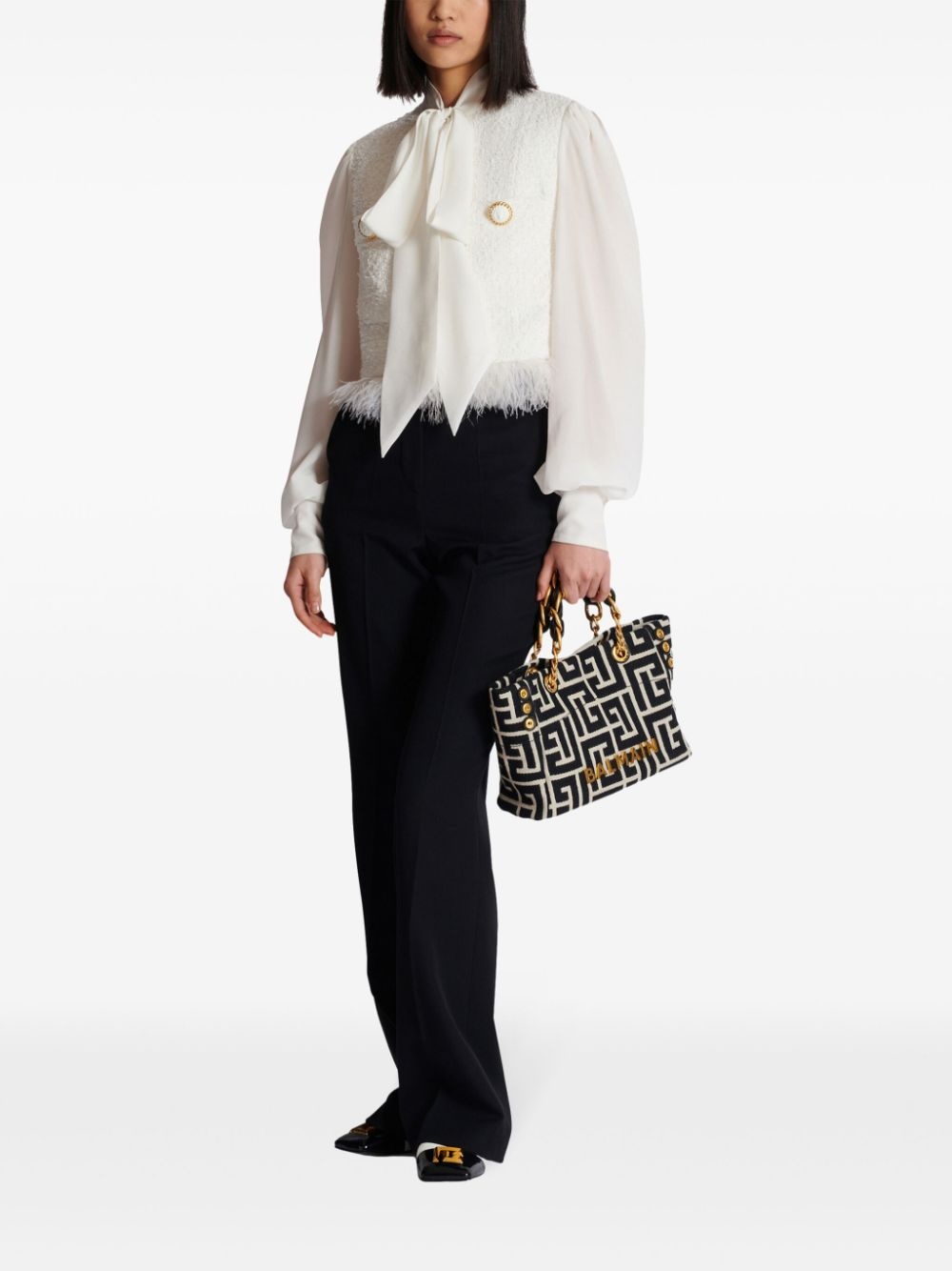 panelled tweed jacket - 2