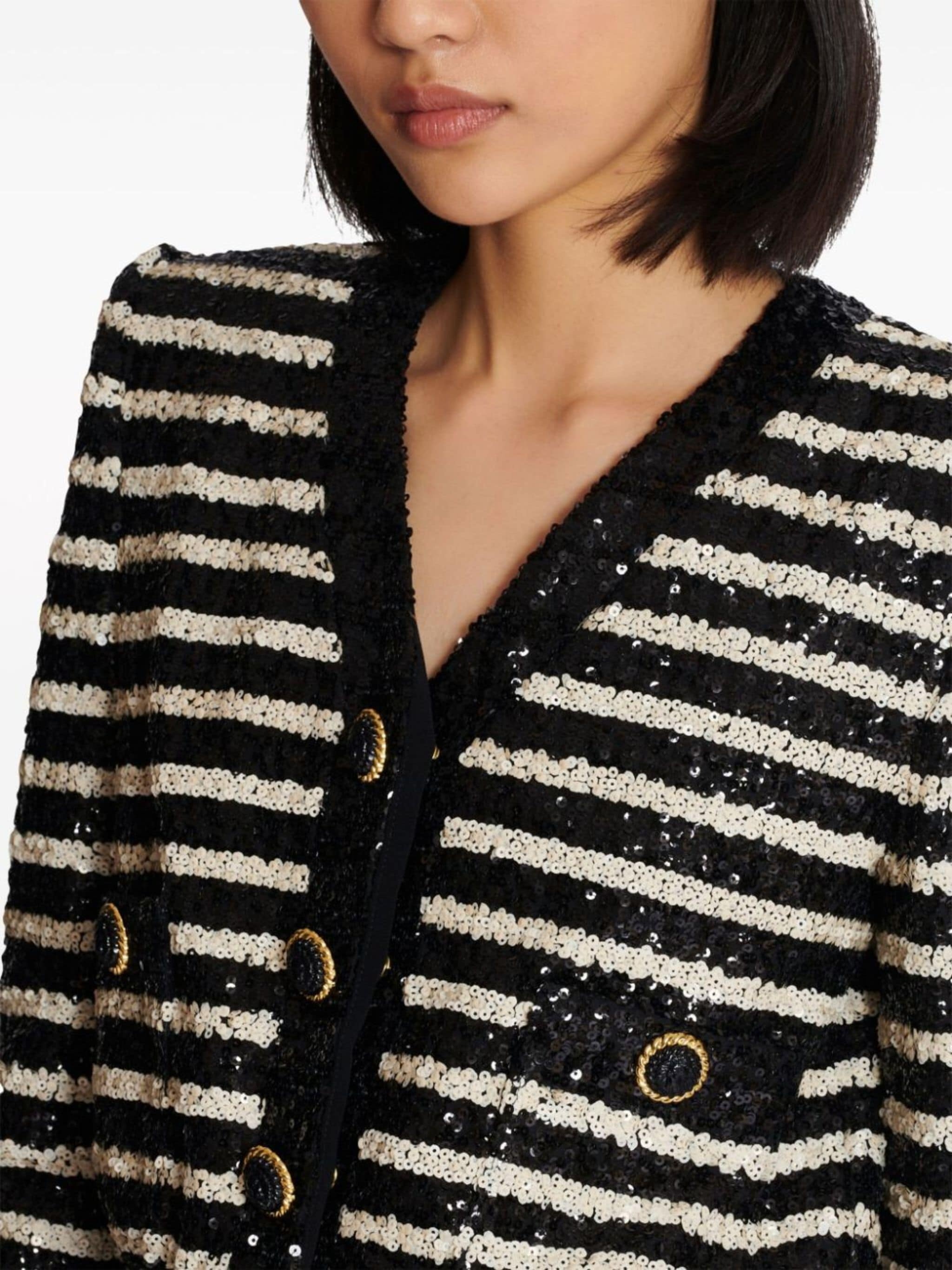 striped sequinned jacket - 7