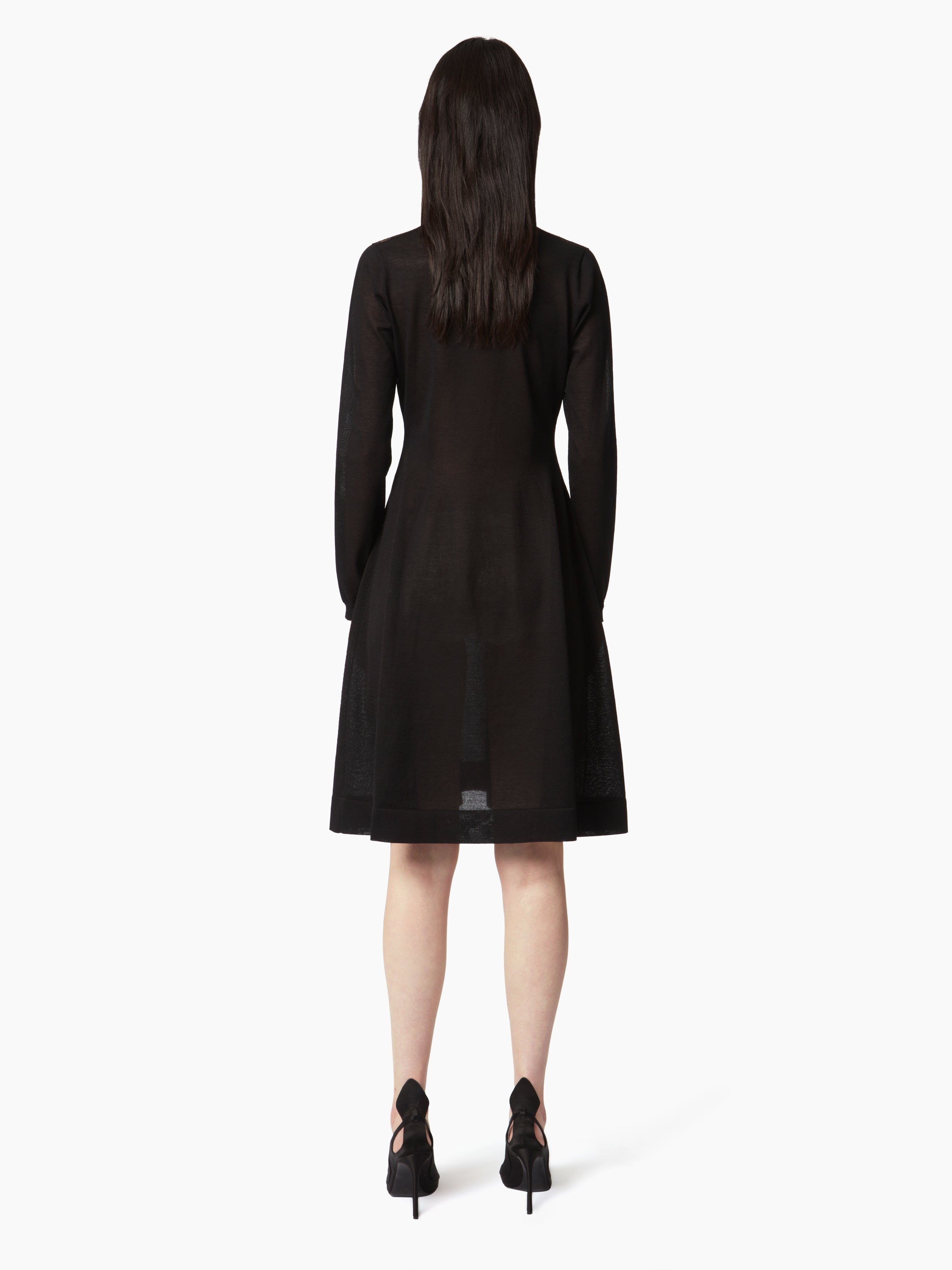 KNIT MIDI DRESS WITH LACE INCERTS - 4