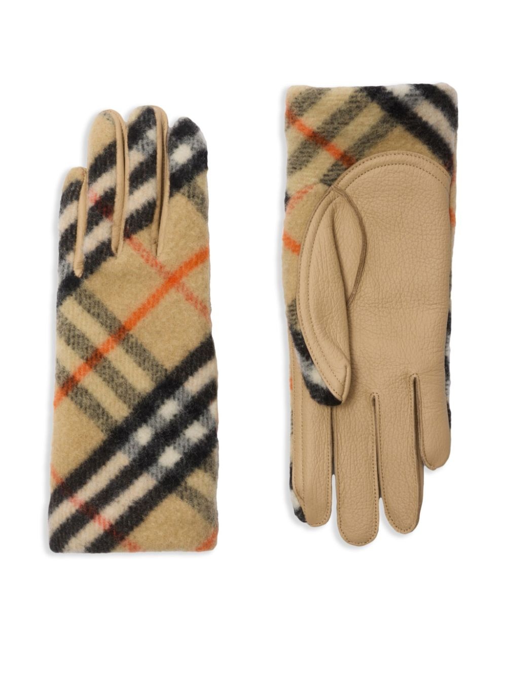 check-pattern wool gloves - 2