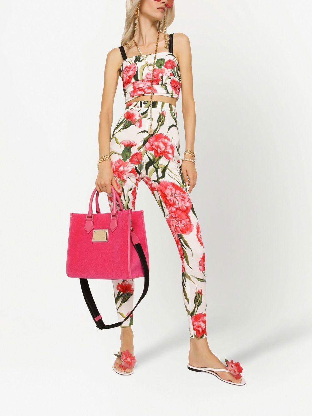 floral-print silk leggings - 2