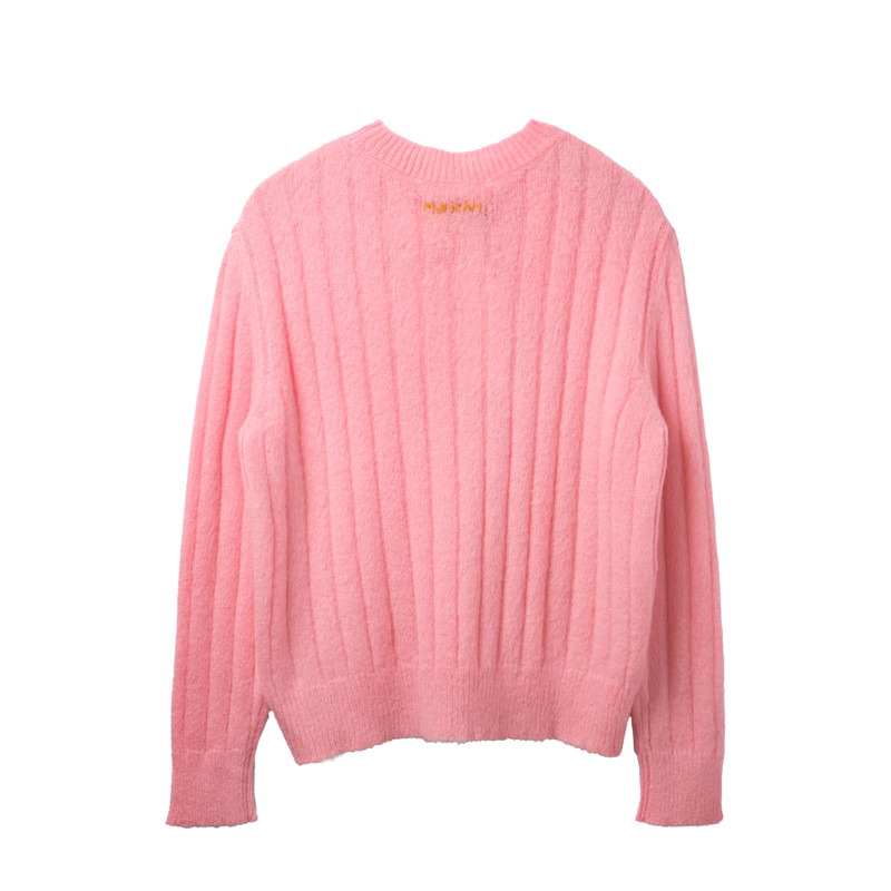 Marni Marni Fuzzy Printed Brushed Crew Neck Sweater Pink outlook