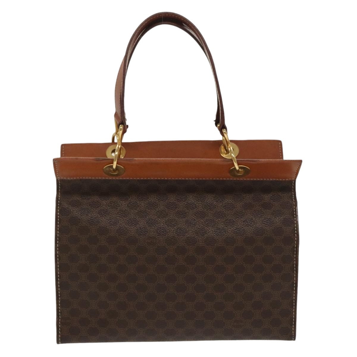 CELINE Macadam Canvas Hand Bag Pvc Leather Brown Gold - 3