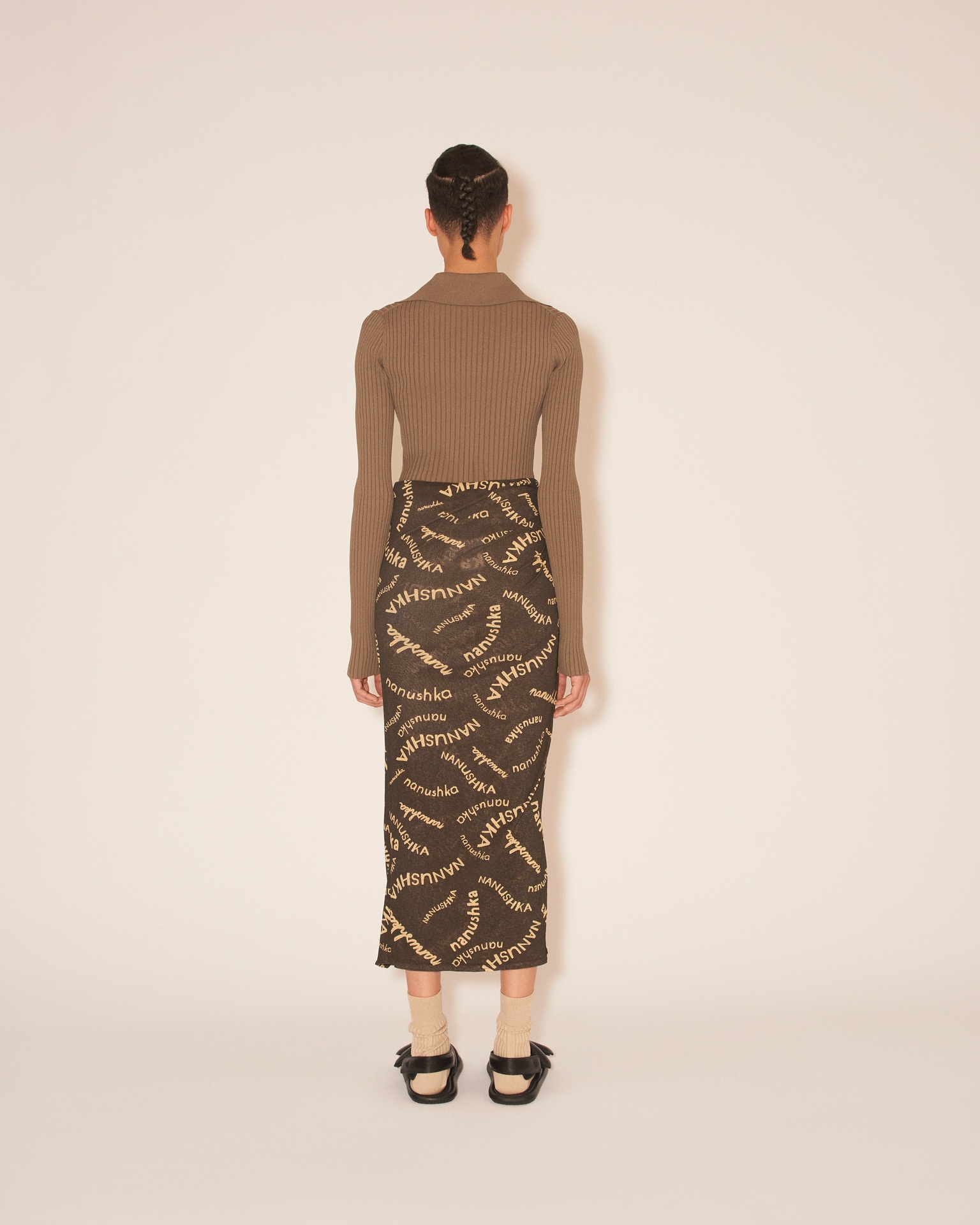 TAINA - Bodycon midi skirt with wrap - Hand drawn print - 4