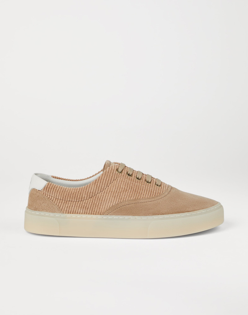 Washed suede and techno corduroy sneakers 5