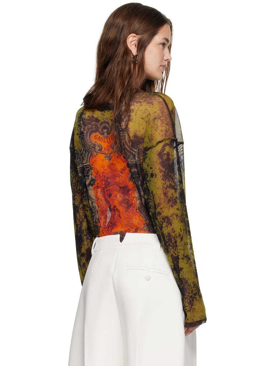 Khaki & Orange 'The Oversized Médaillon' Top - 3