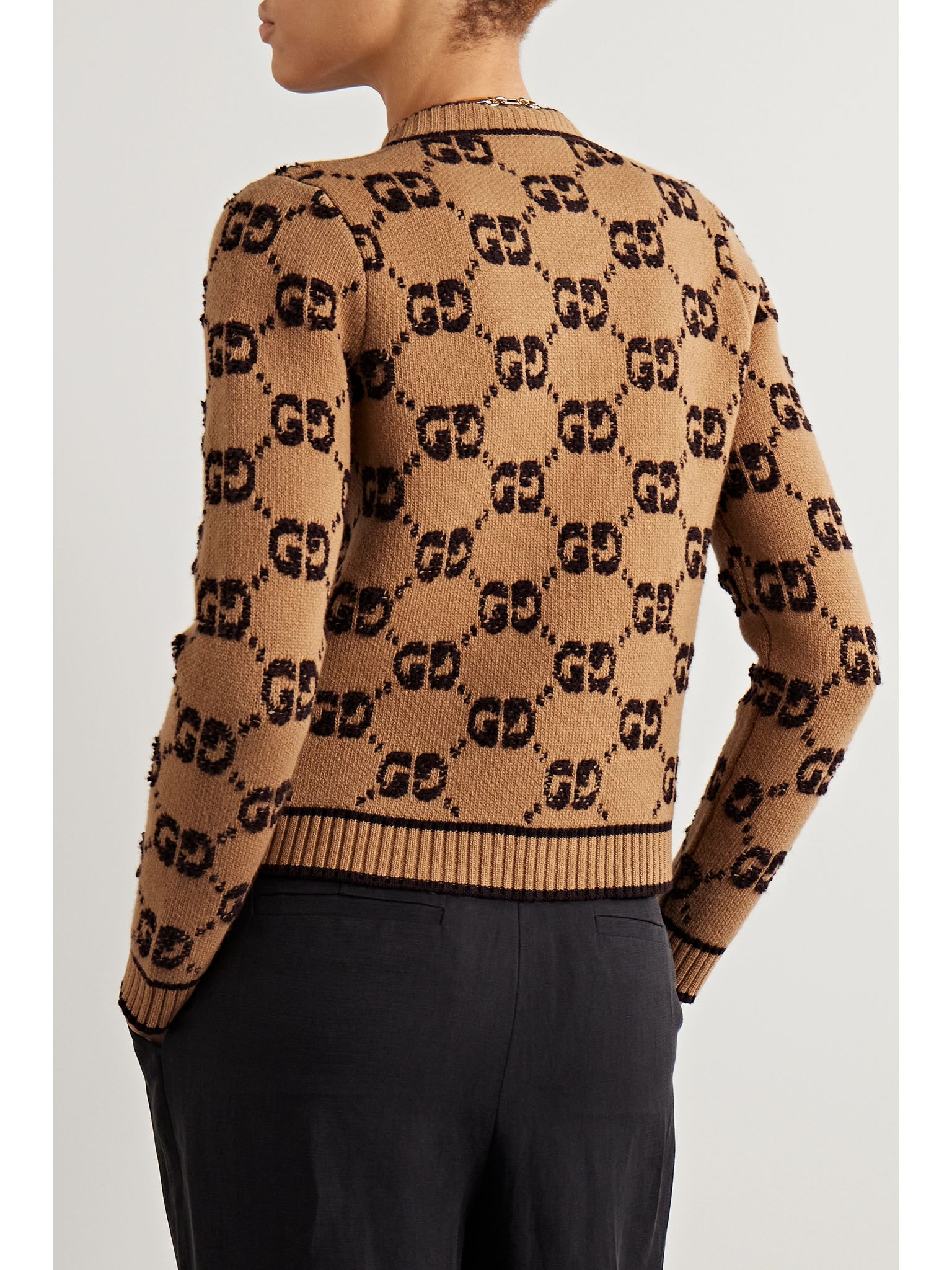 Wool bouclé-jacquard cardigan Brown - 3