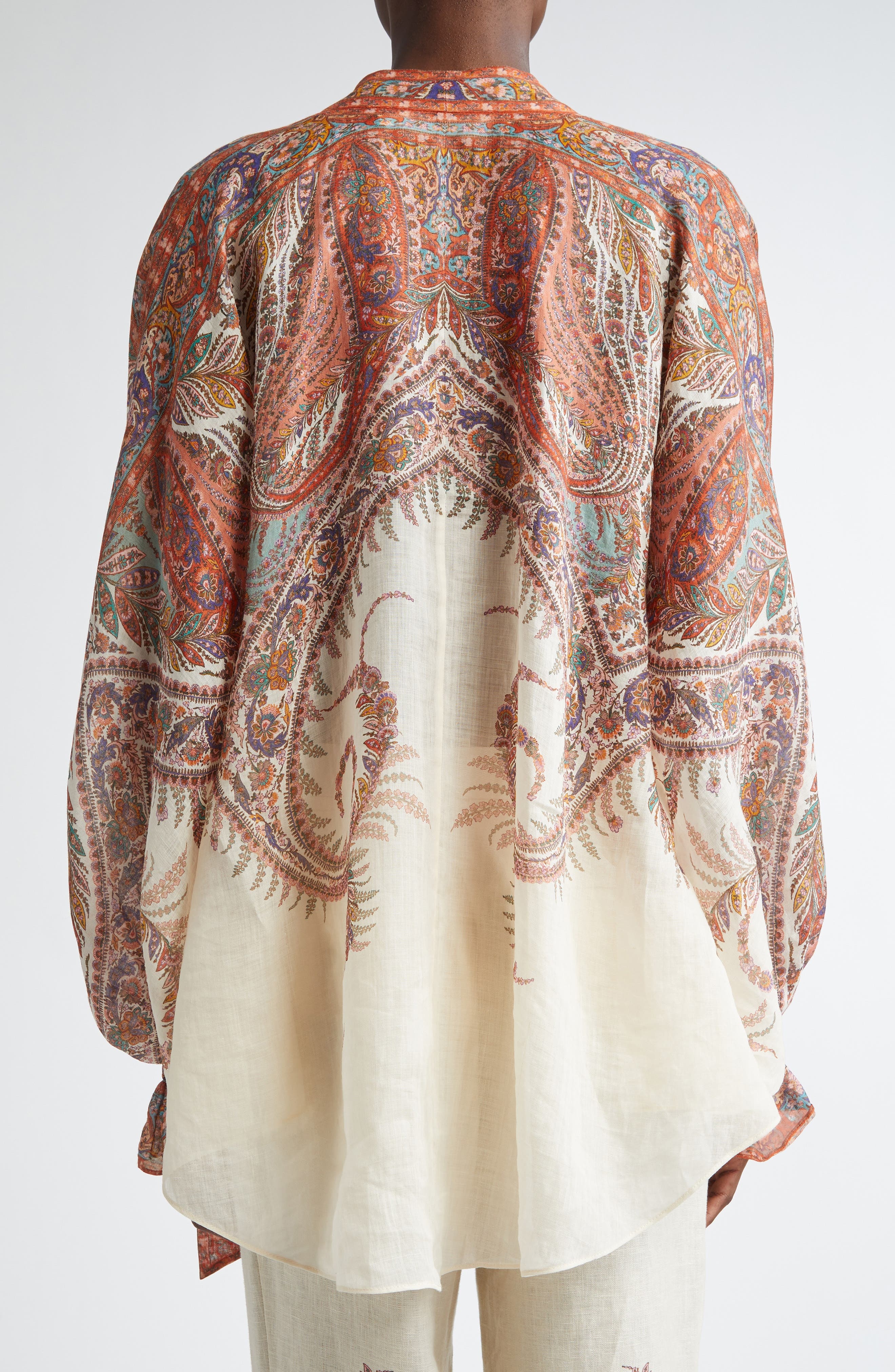 Zimmermann Rhiannon Paisley Tie Neck Top in Cream Paisley at Nordstrom - 4