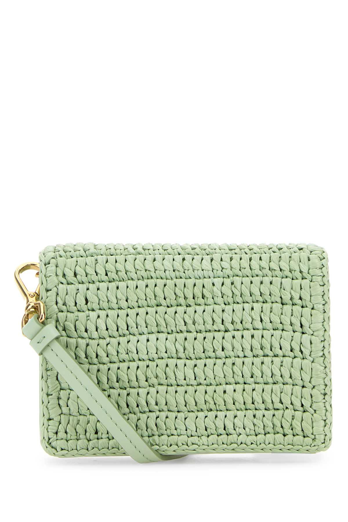 Prada Women Pastel Green Raffia Card Holder - 3
