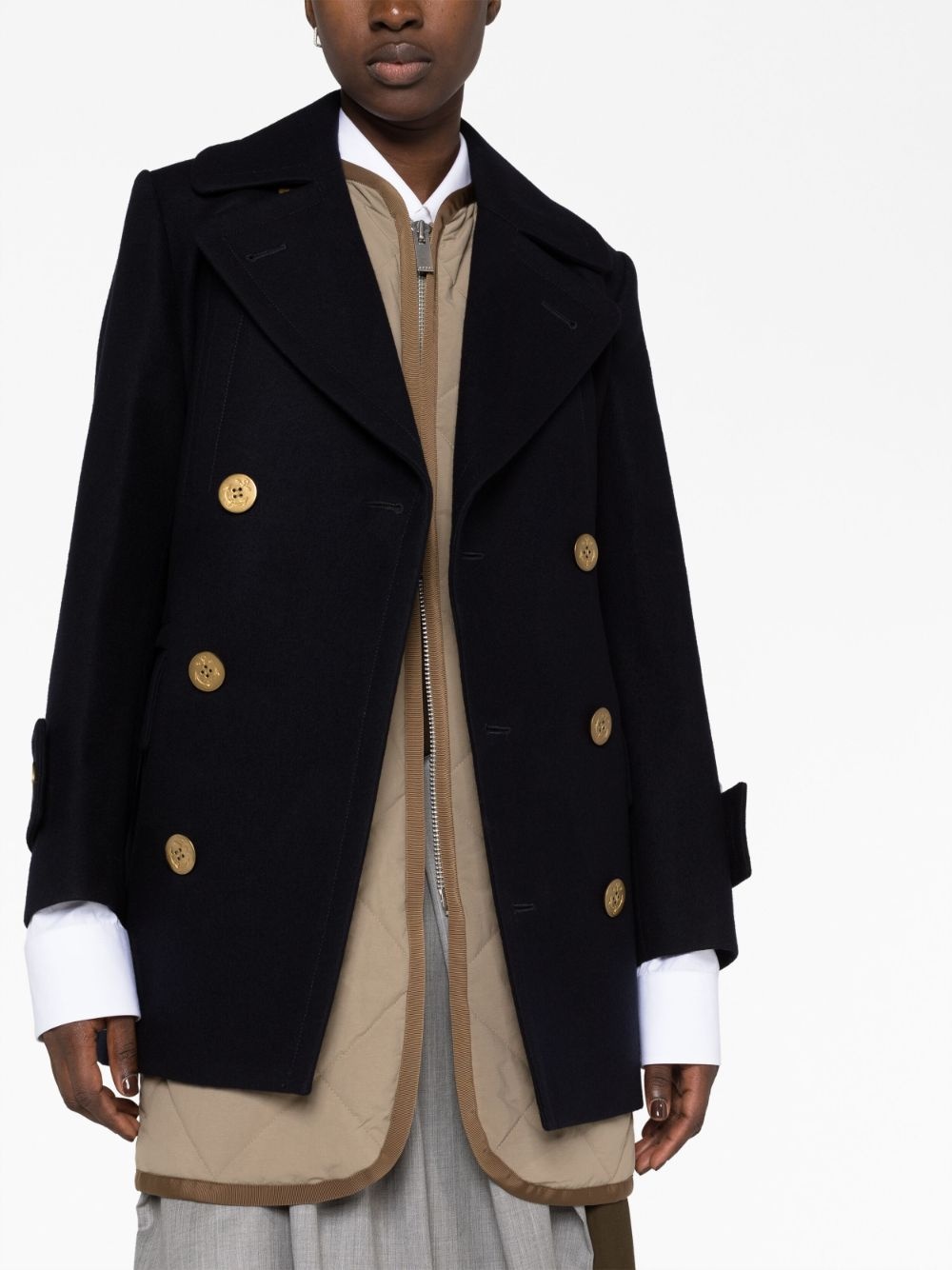layered double-breasted coat - 5