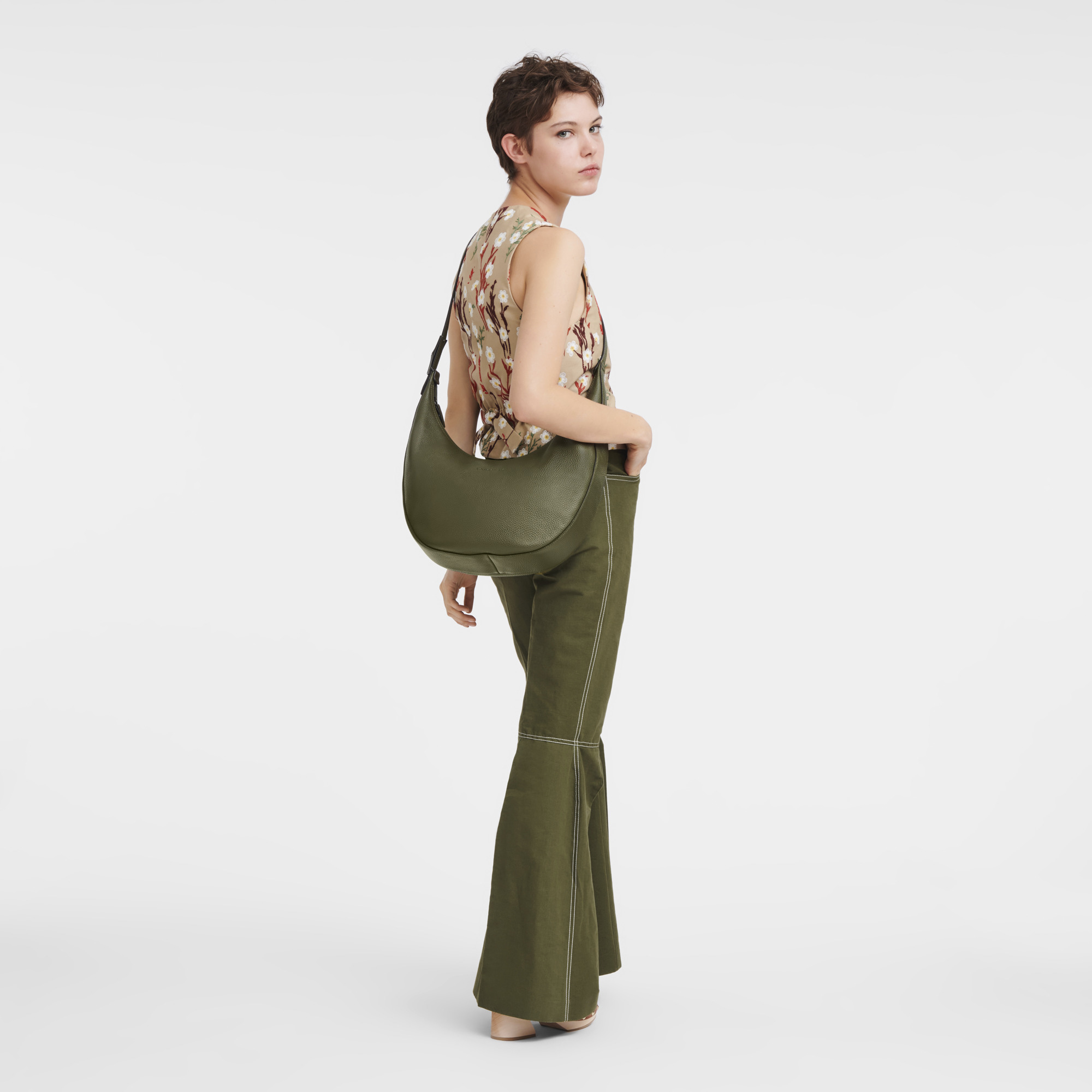 Roseau Essential L Crossbody bag Khaki - Leather - 1