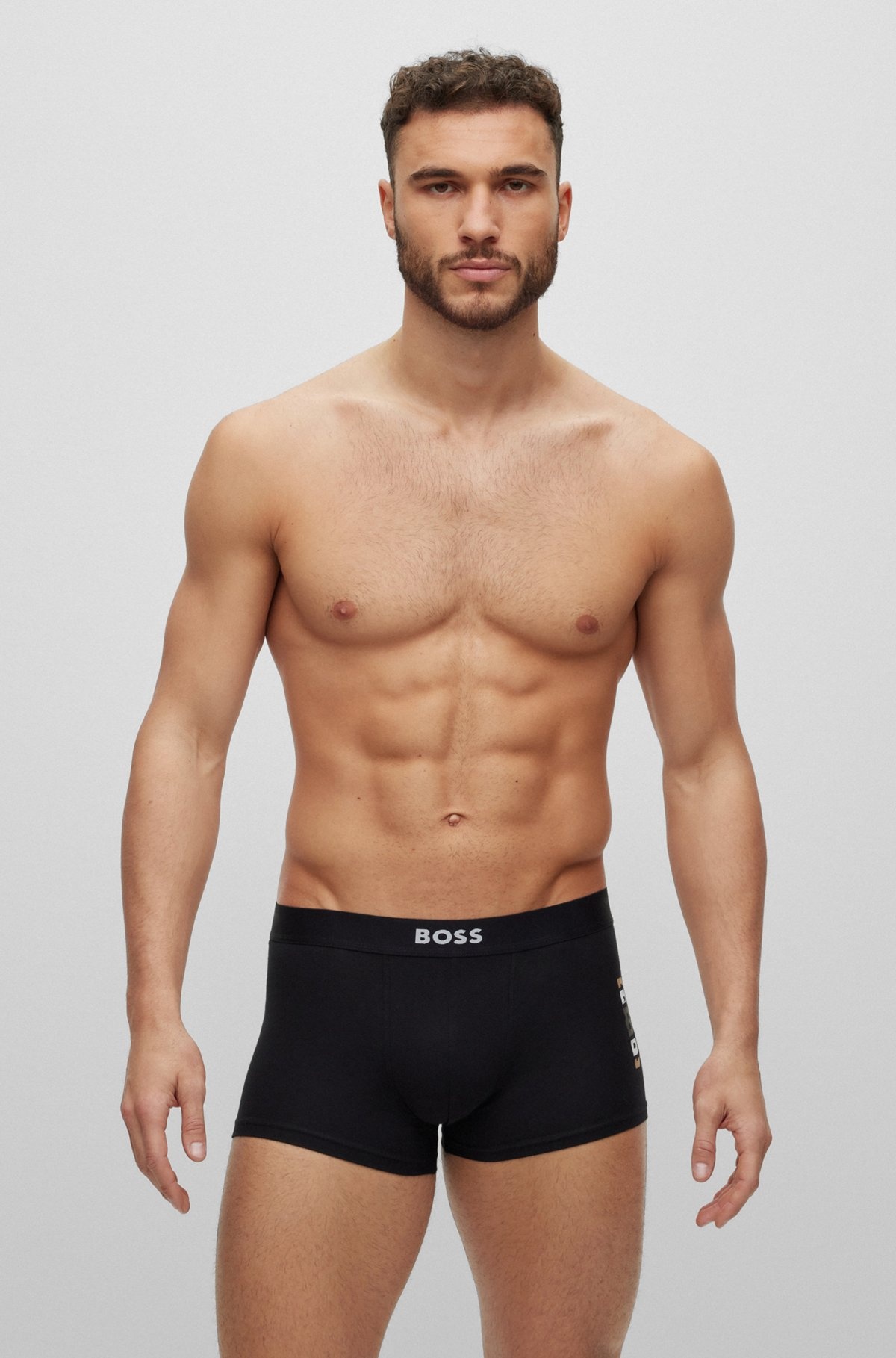TWO-PACK OF STRETCH-COTTON TRUNKS WITH LOGO WAISTBANDS - 2