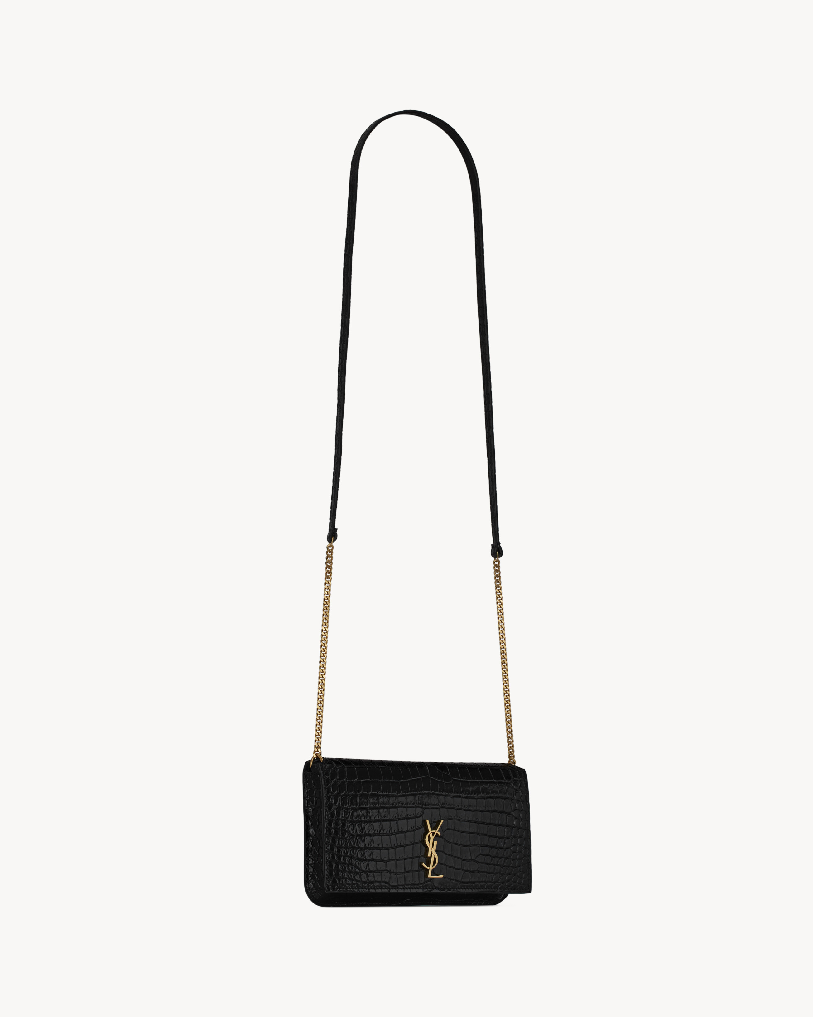CASSANDRE PHONE HOLDER IN SHINY CROCODILE-EMBOSSED LEATHER - 7