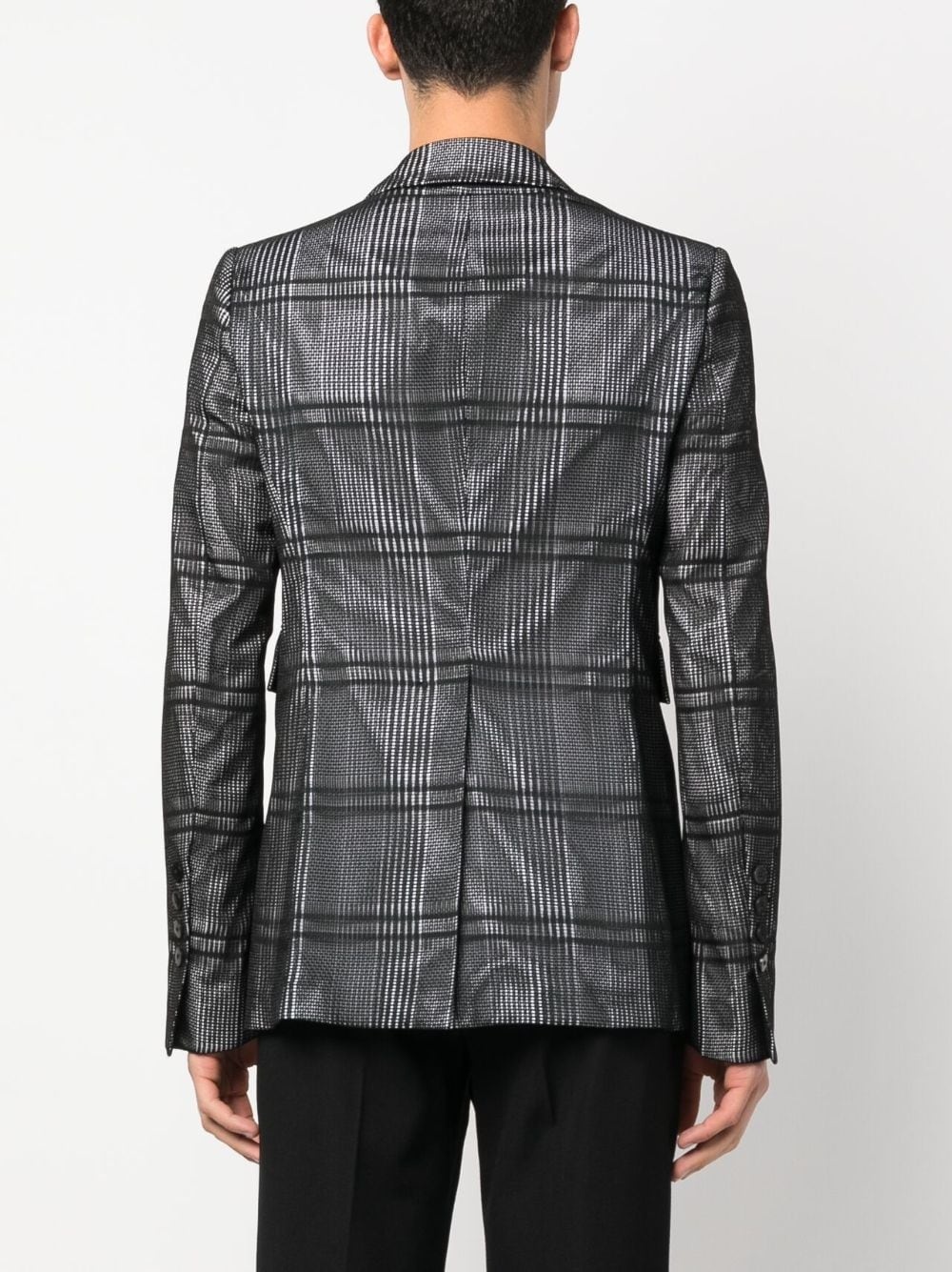 plaid-check print cotton blazer - 5
