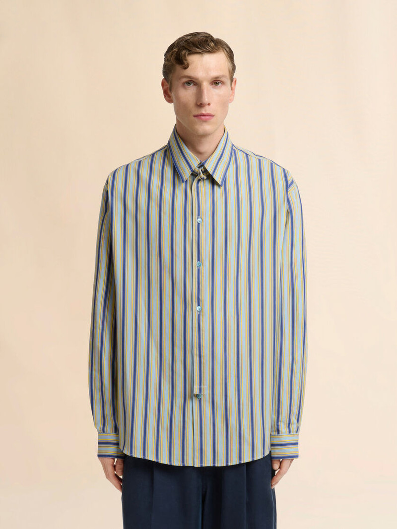 Marni GREEN STRIPED POPLIN SHIRT WITH NECK STRAP outlook