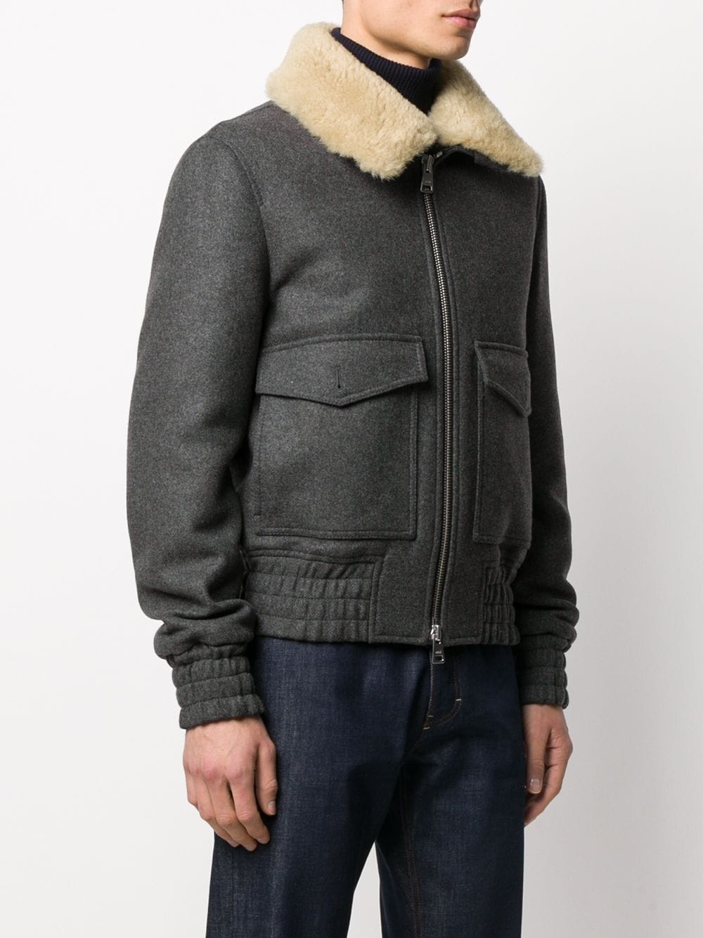 shearling trimmed aviator jacket - 3