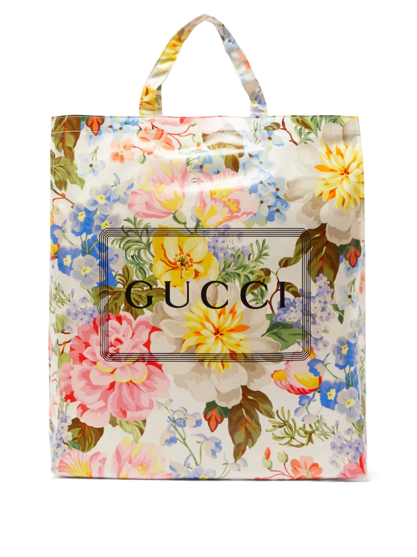 Floral-print coated-cotton tote bag - 1