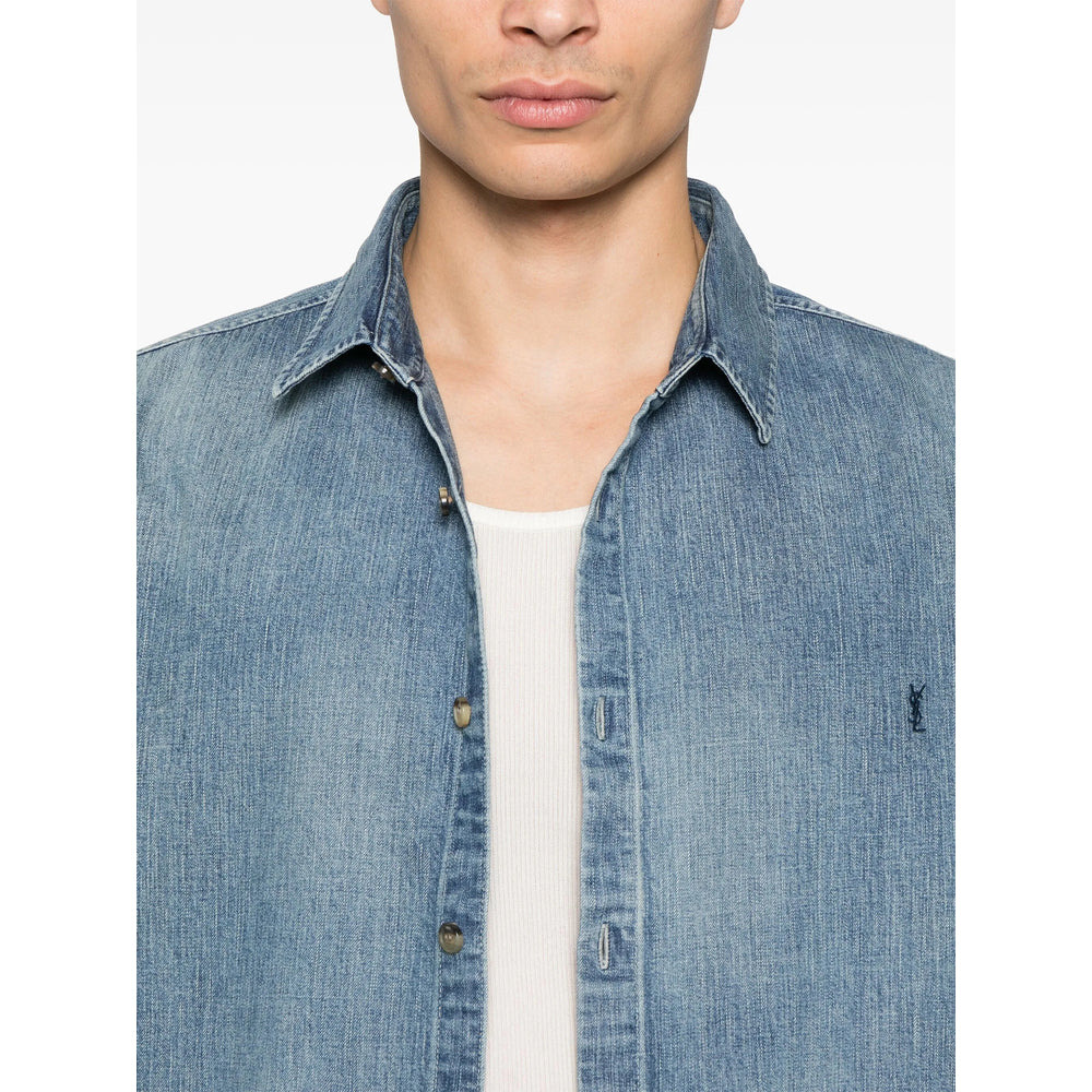 Saint Laurent Blue Shirts Men - 5