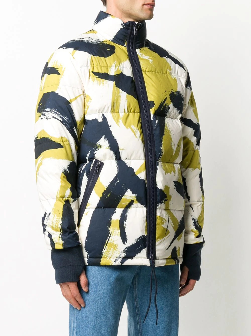 brush stroke print padded jacket - 3