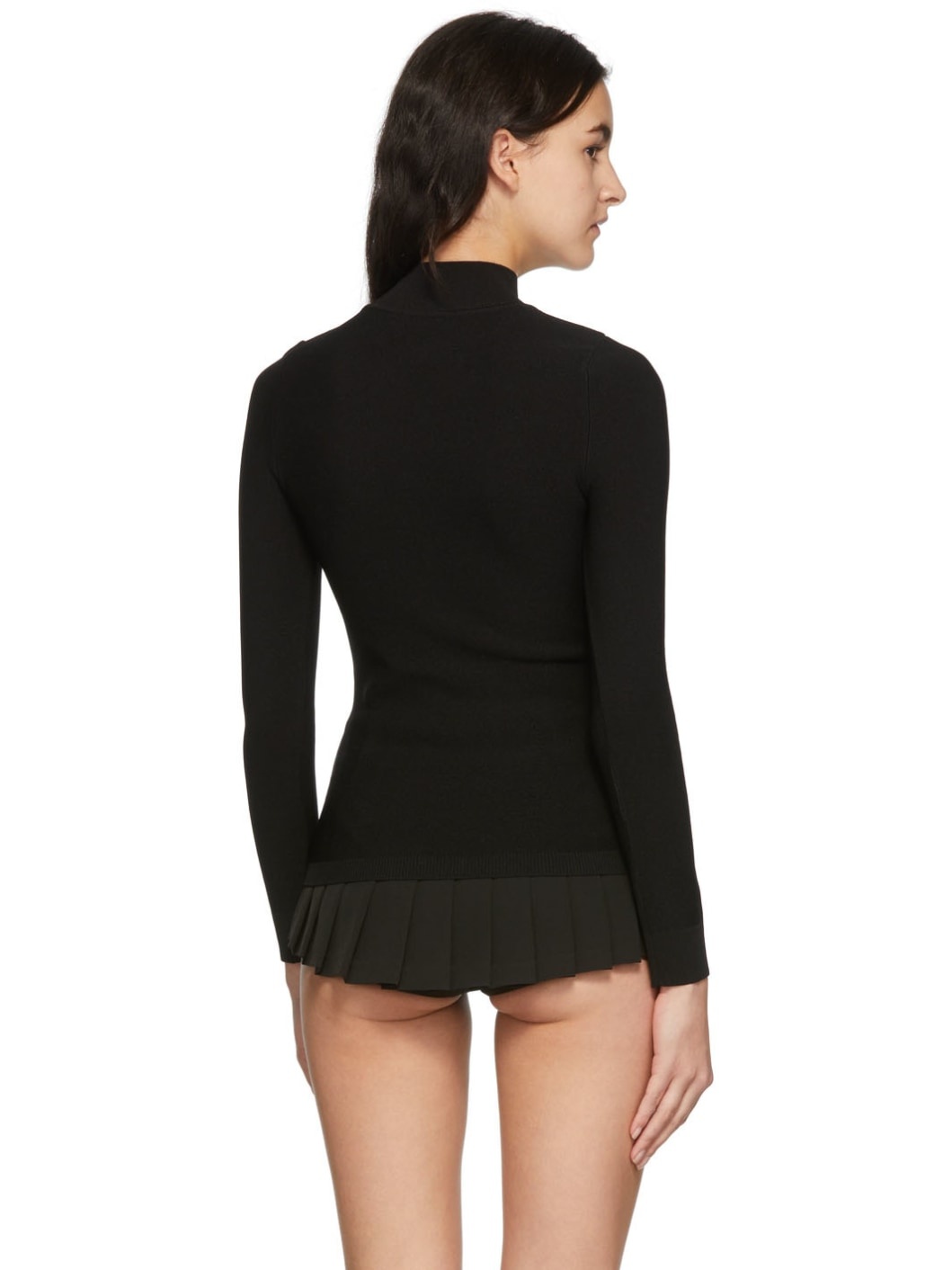 Black Sheer Paneled Turtleneck - 3