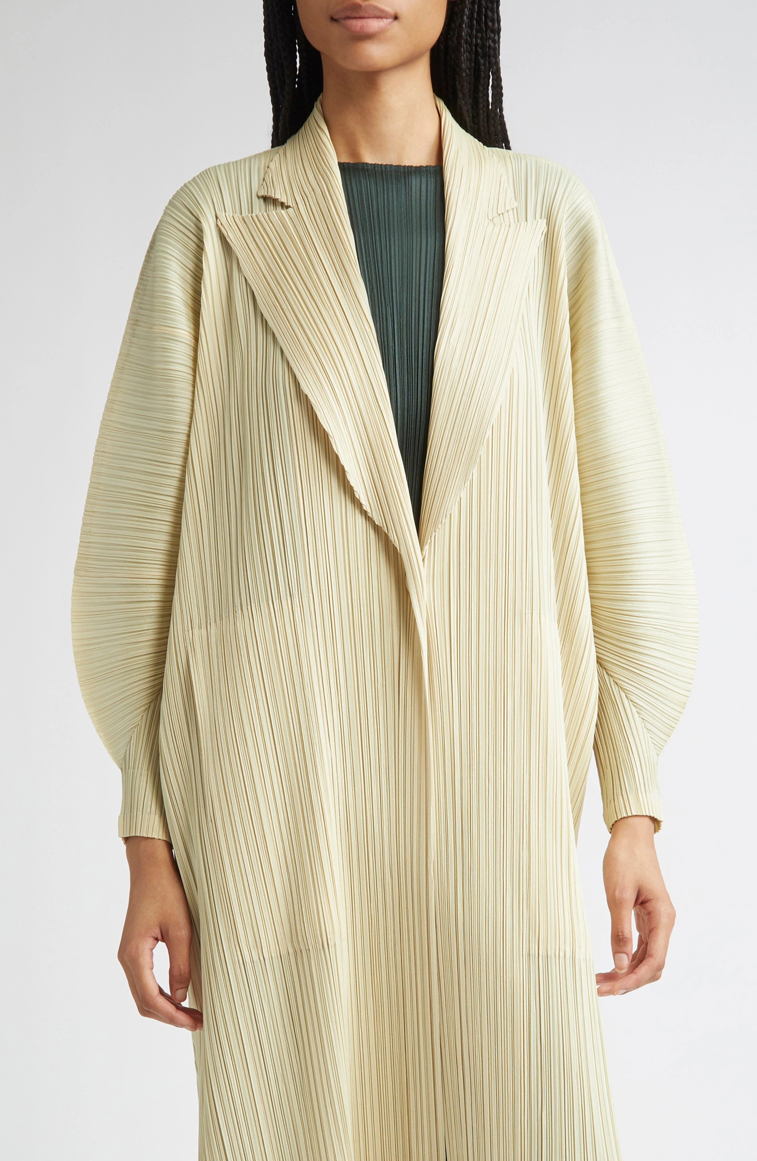 Pleats Please Issey Miyake Monthly Colors December Pleated Coat in Ivory at Nordstrom - 1