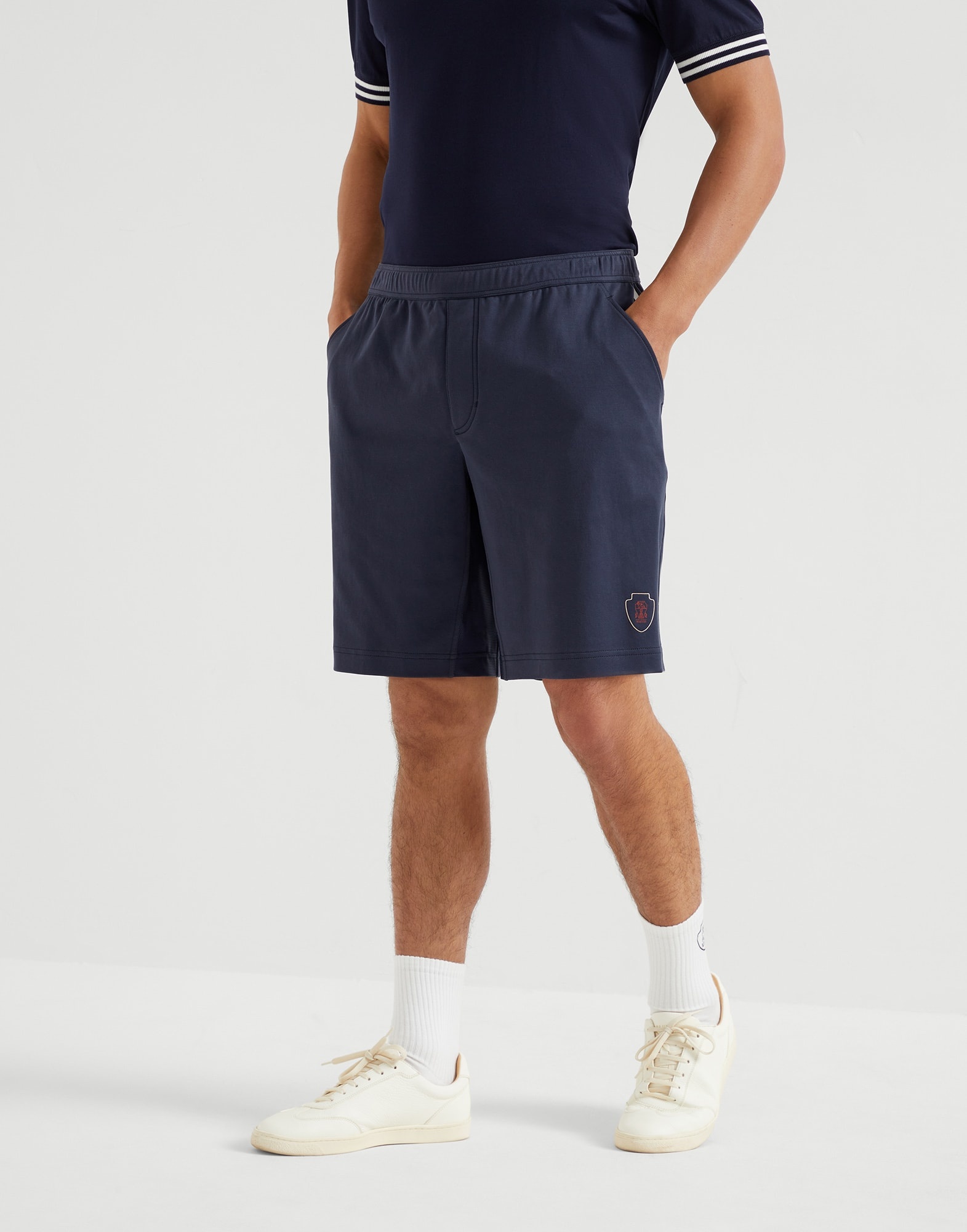 Cotton interlock shorts with logo - 1