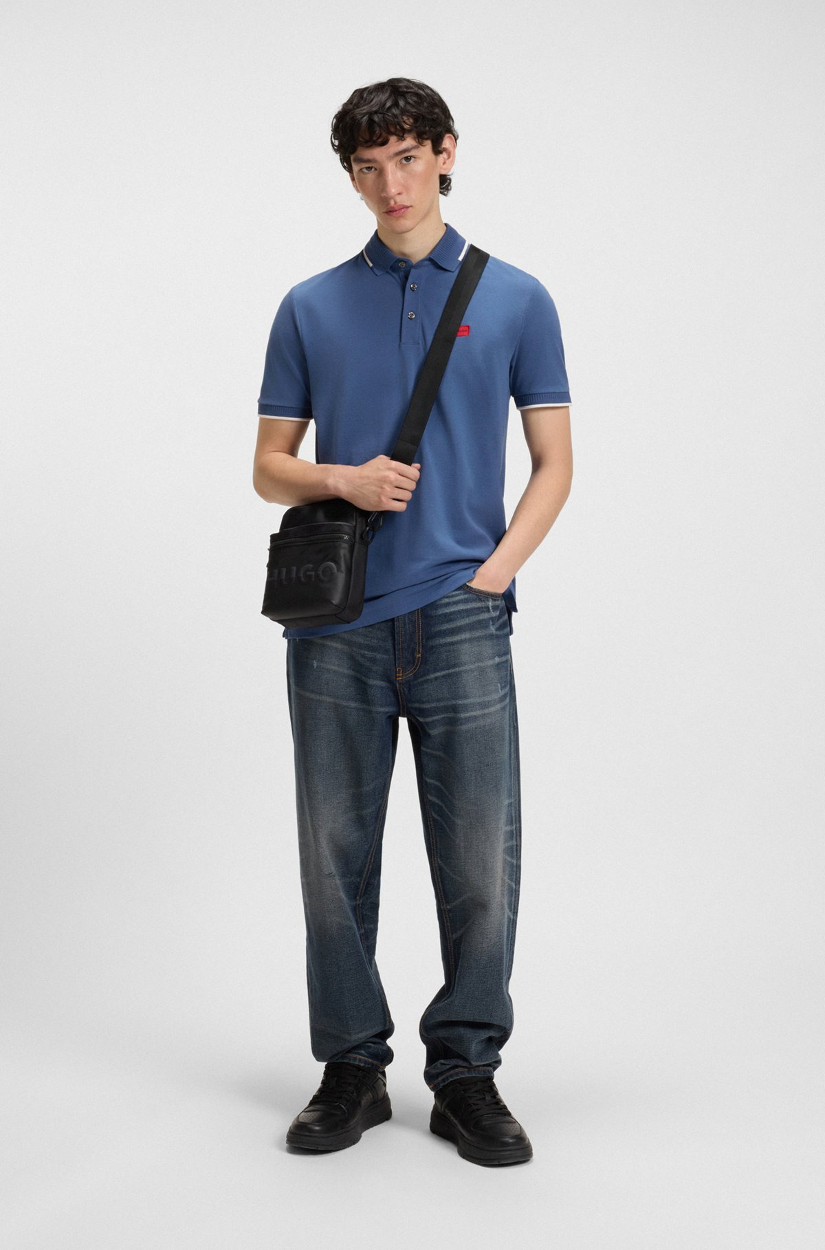 SLIM-FIT POLO SHIRT WITH RED LOGO LABEL - 4