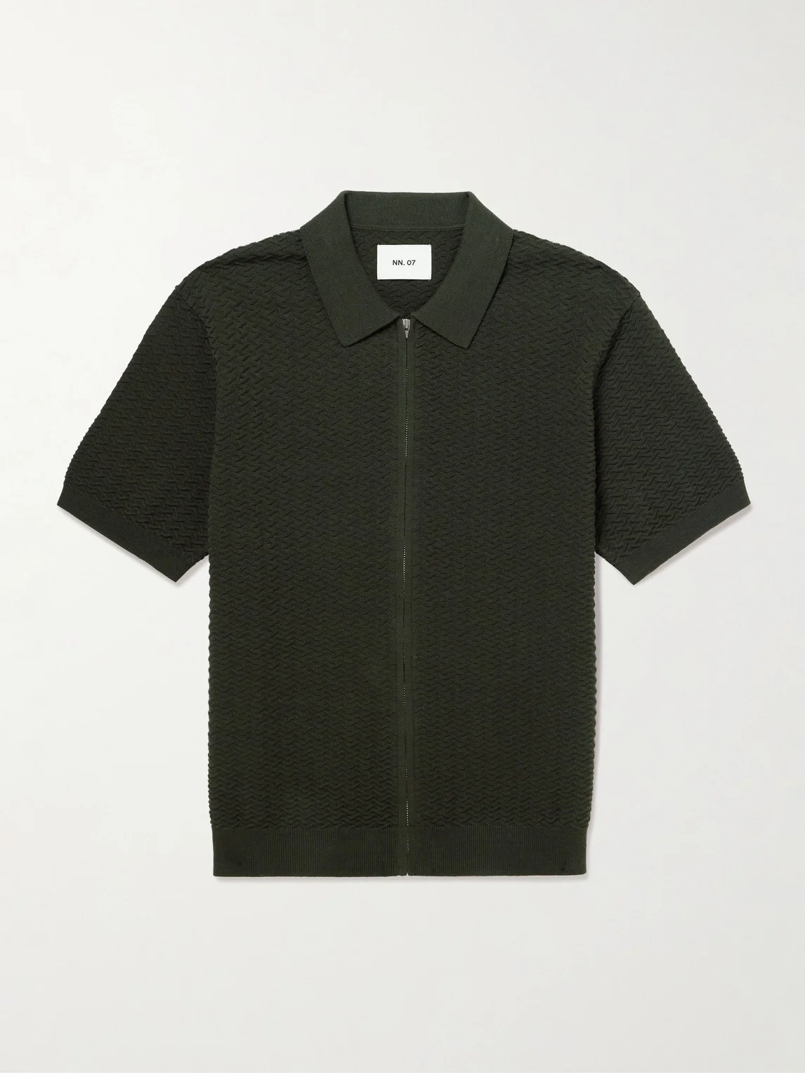 Gustav 600160 Textured Organic Cotton Zip-Up Polo Shirt - 1
