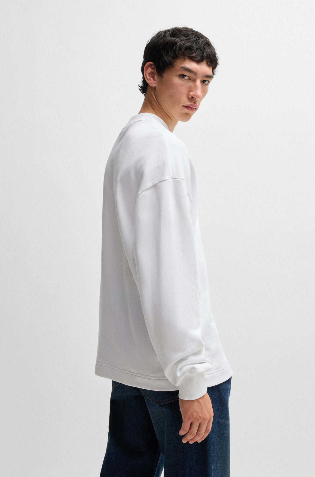 COTTON-TERRY SWEATSHIRT WITH HAPPY HUGO LOGO PATCH - 5
